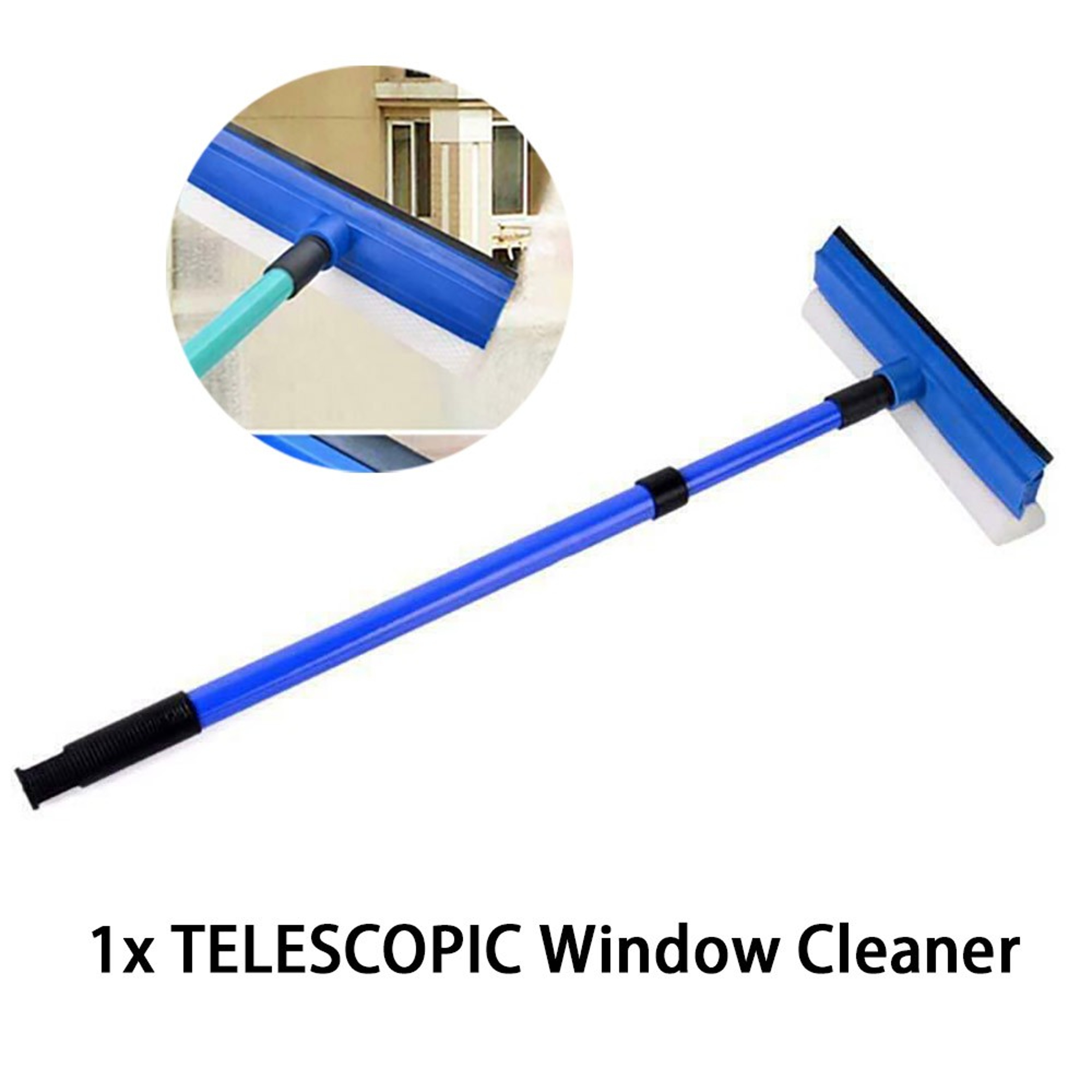 Telescopic Window Glass Cleaner Wiper Long Handle Sponge Brush Squeegee Mop Tool 1