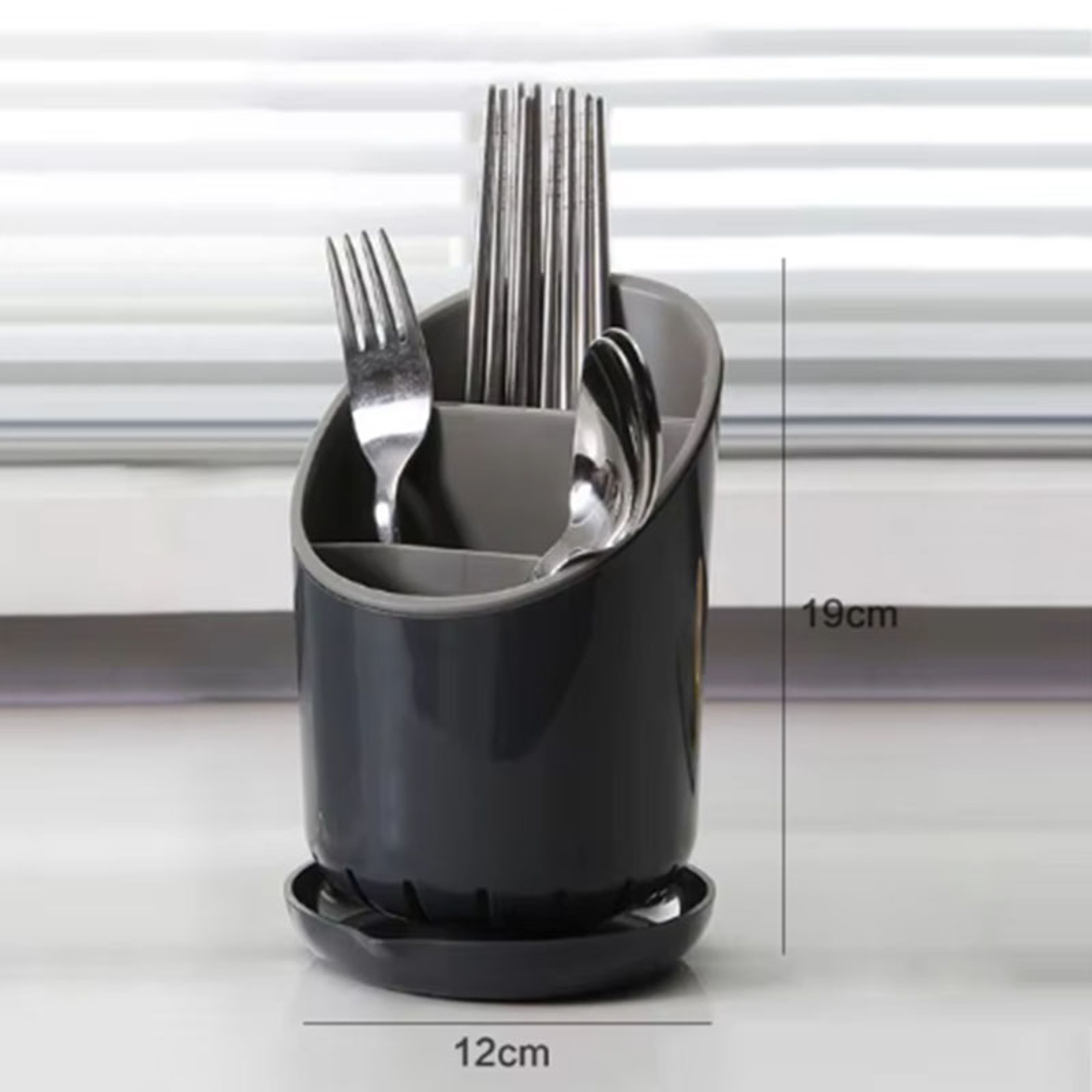 Cutlery Storage Holder, Plastic Drainer Drying Rack, Kitchen Tool, Tableware Container for Knife Spoon Fork – view 7