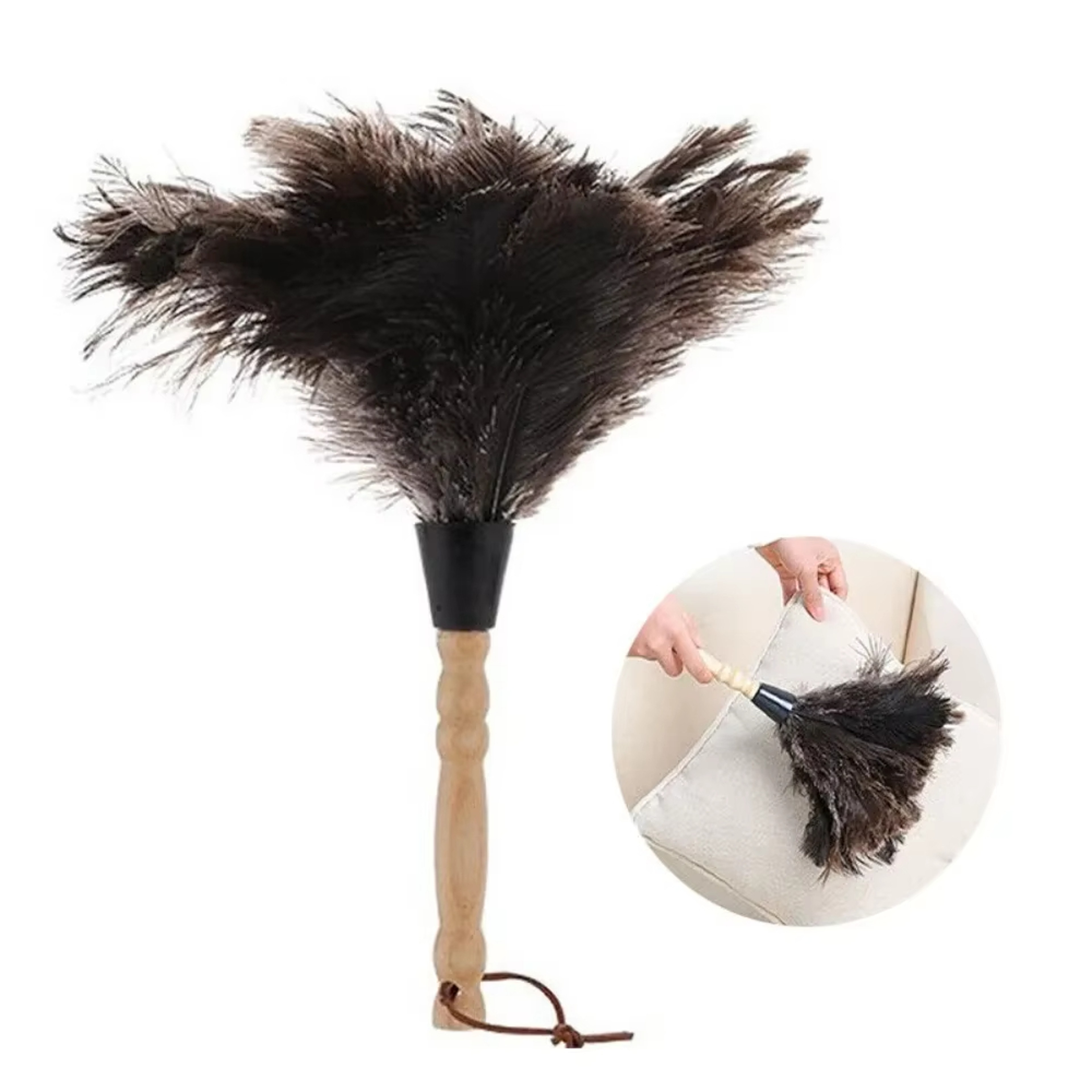 Feather Duster with Wooden Handle, Anti-static Ostrich Dust Removal Tool for Home Cleaning – view 7