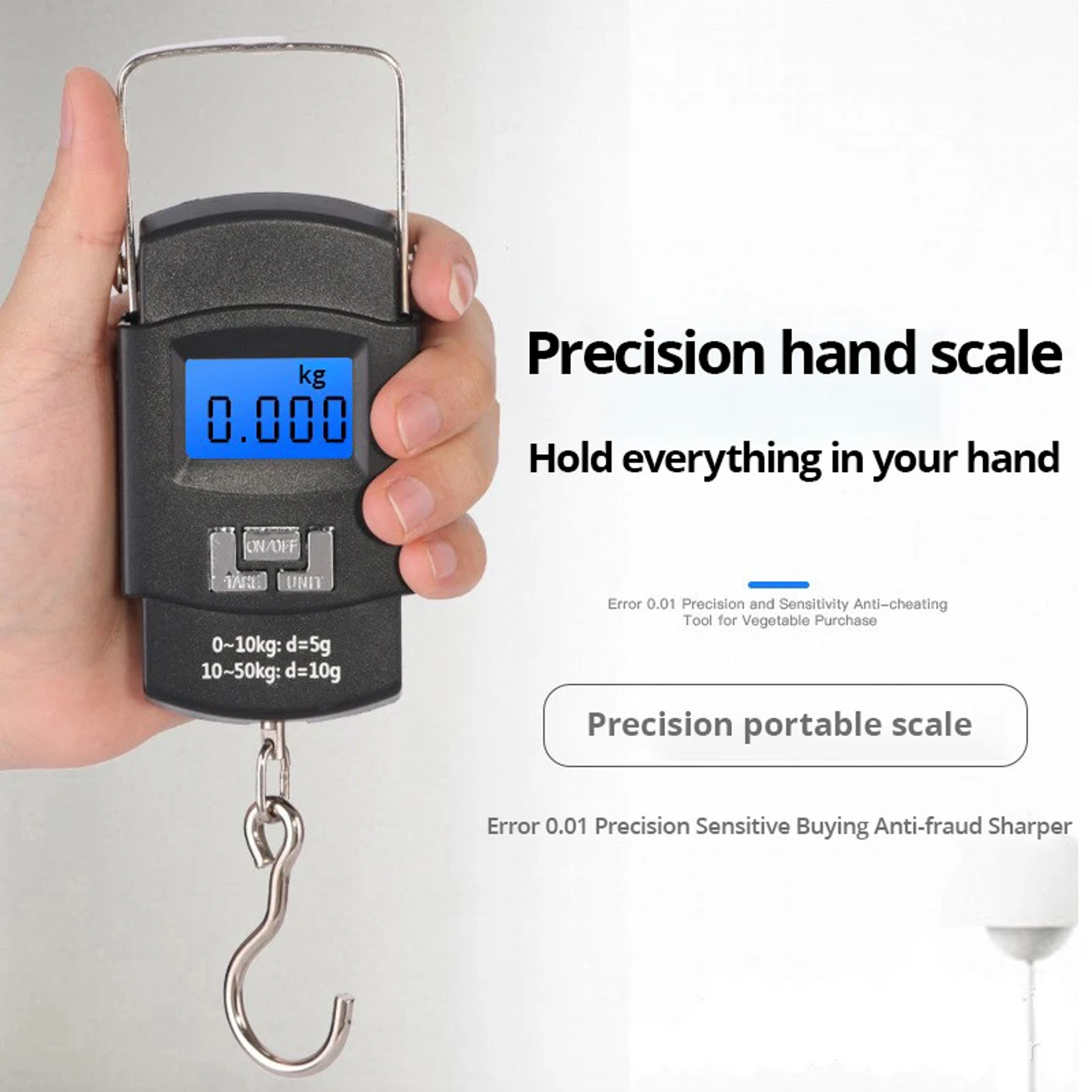 Mini Digital Luggage Scale With Hook Portable Electronic LCD Display Scale 2