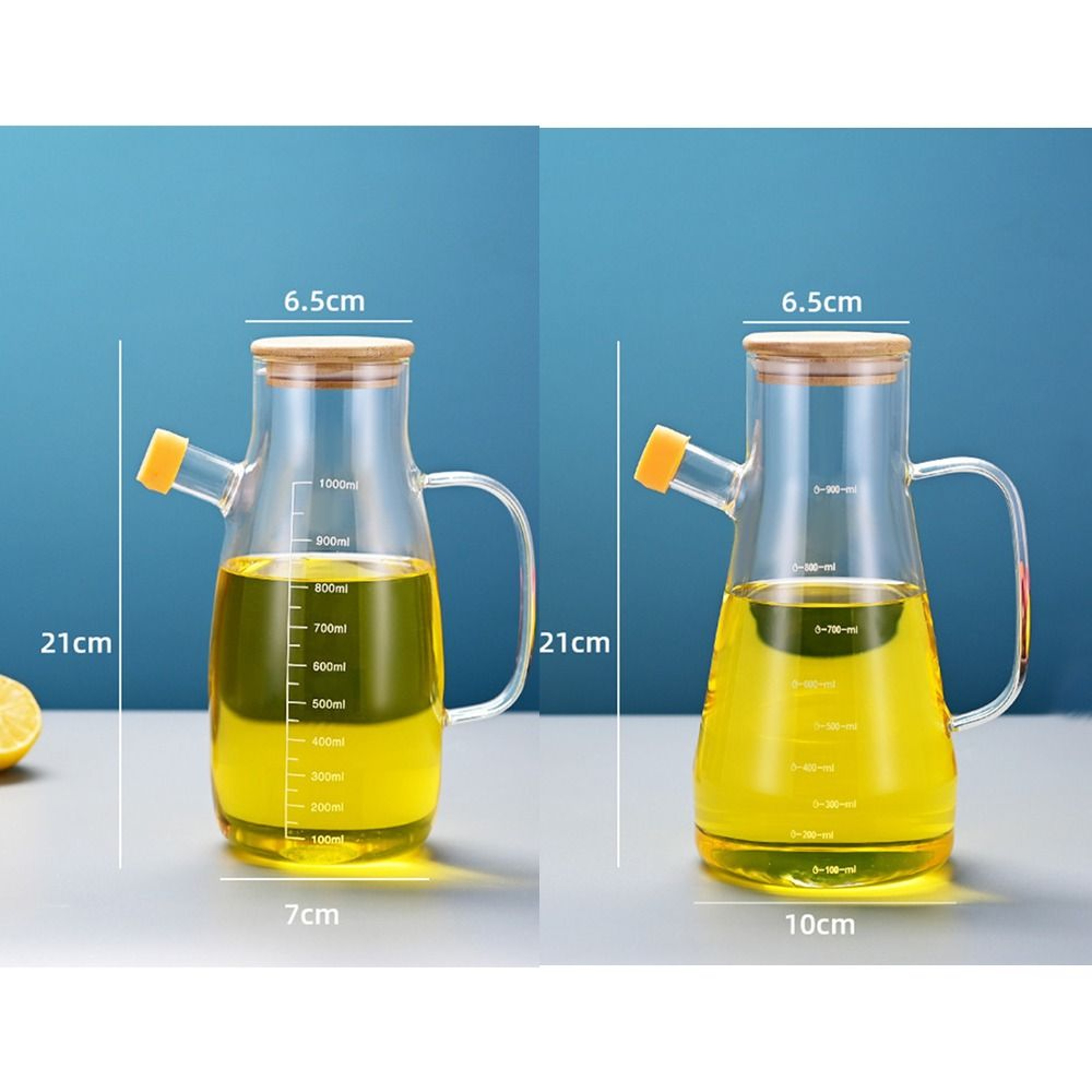 Transparent Oil Bottle with Lid, Heat-Resistant Glass Oil Pot, Kitchen Oil Dispenser, Vinegar Tank with Handle – view 5