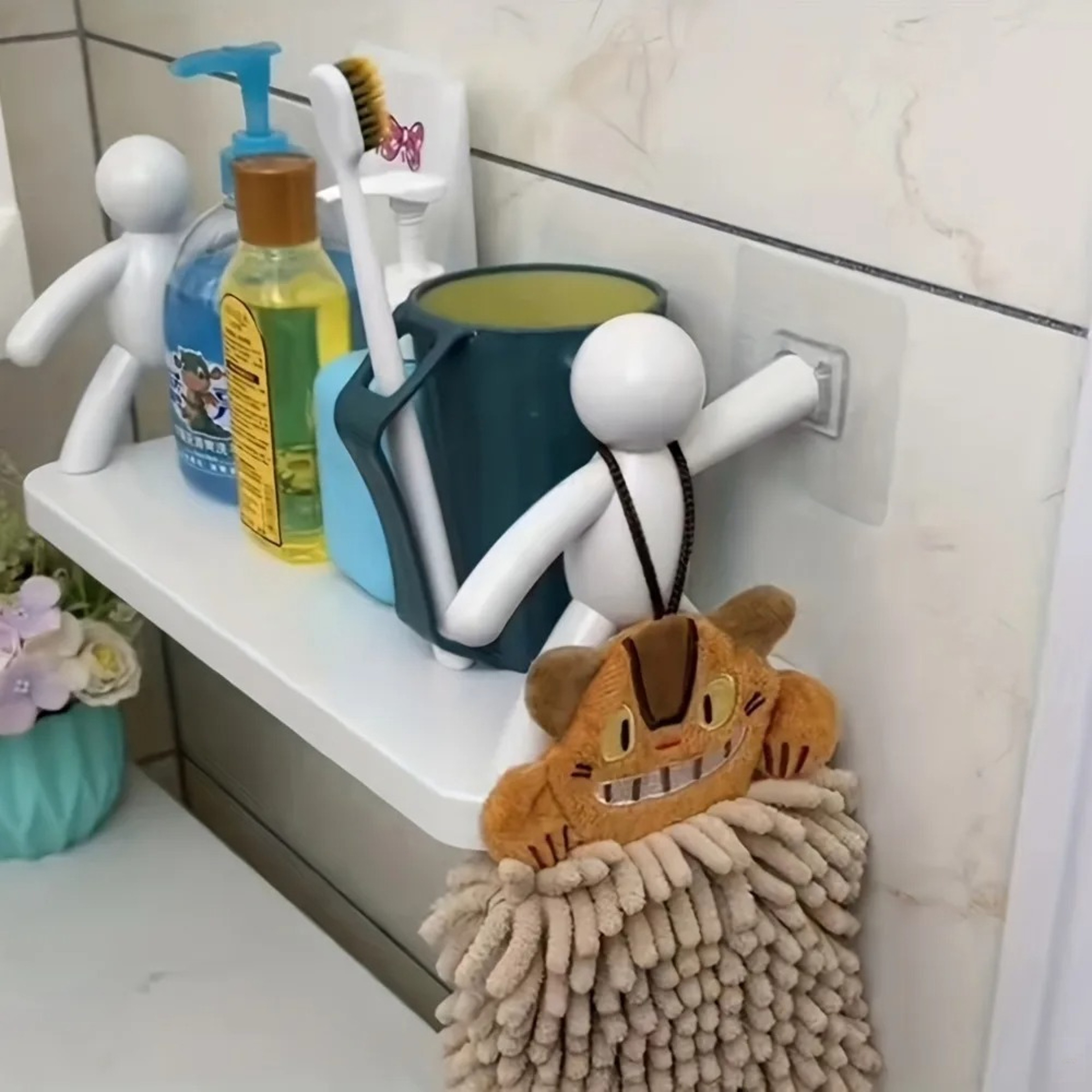Small Person Storage Rack For Bathroom Cartoon NonPunch Storage Rack Cosmetics Seasoning Jar Organi 2