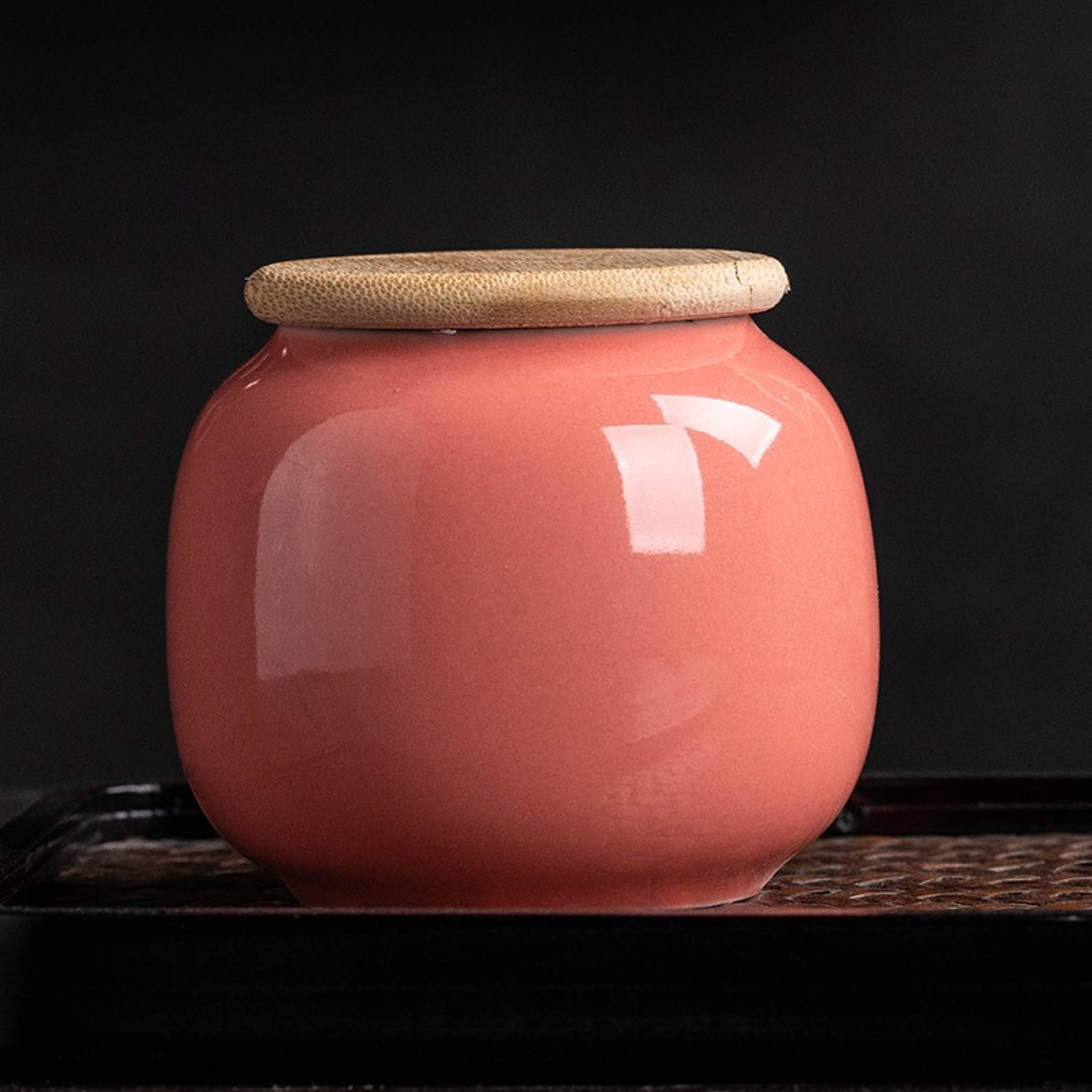 Mini Bamboo Lid Ceramic Tea Candy Box Vintage Sealed Storage Jar Home Decoration Gift 2