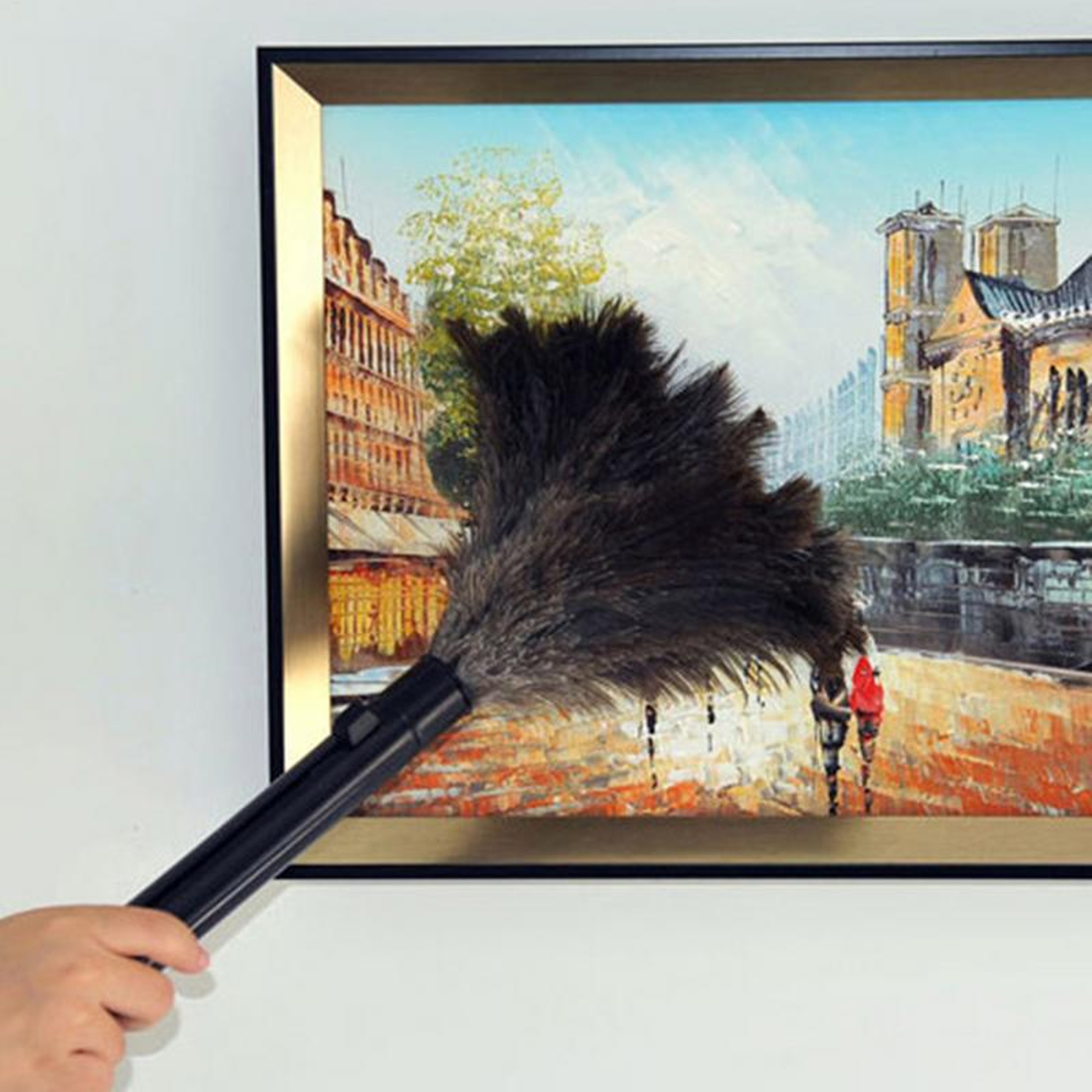 Feathers Duster Plastic Handle Duster Antistatic Dust Removal Ostrich Duster FeatherFur Brush 1