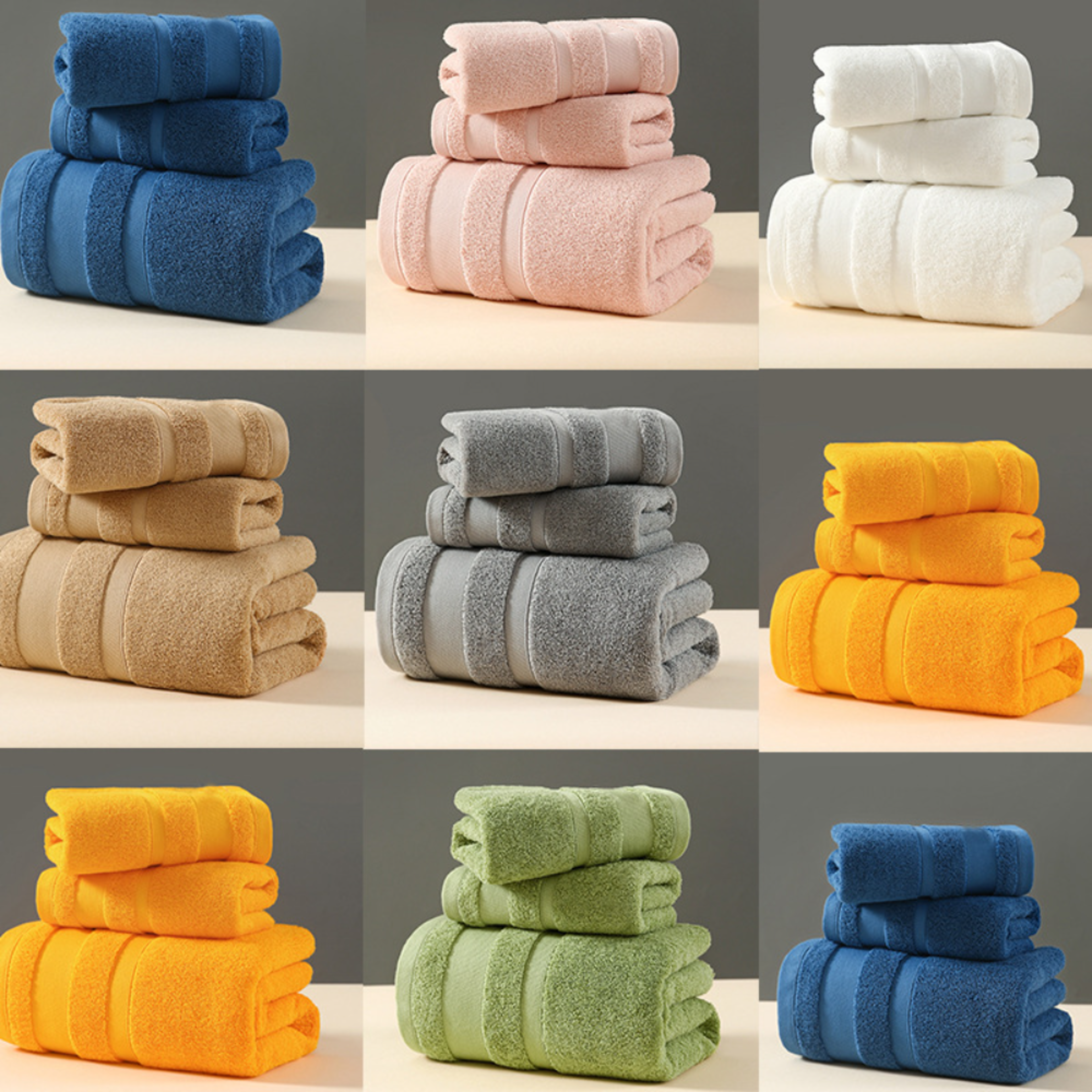 Solid Color Cotton Towel Gift Set, Comfortable Absorbent Bath Towels – view 1