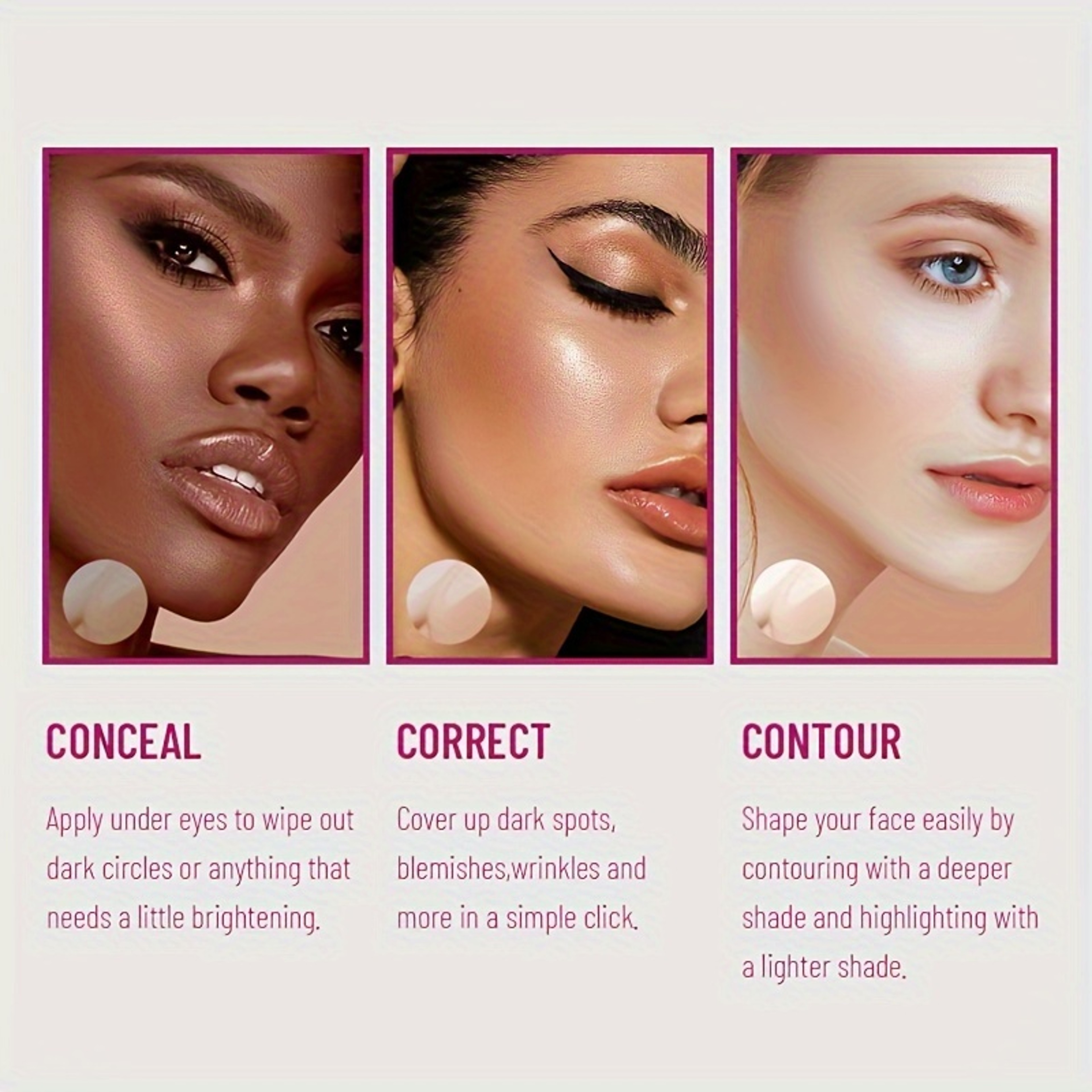 Sponge Head Concealer For Dark Circles Acne Blemishes LongLasting Liquid Foundation 4