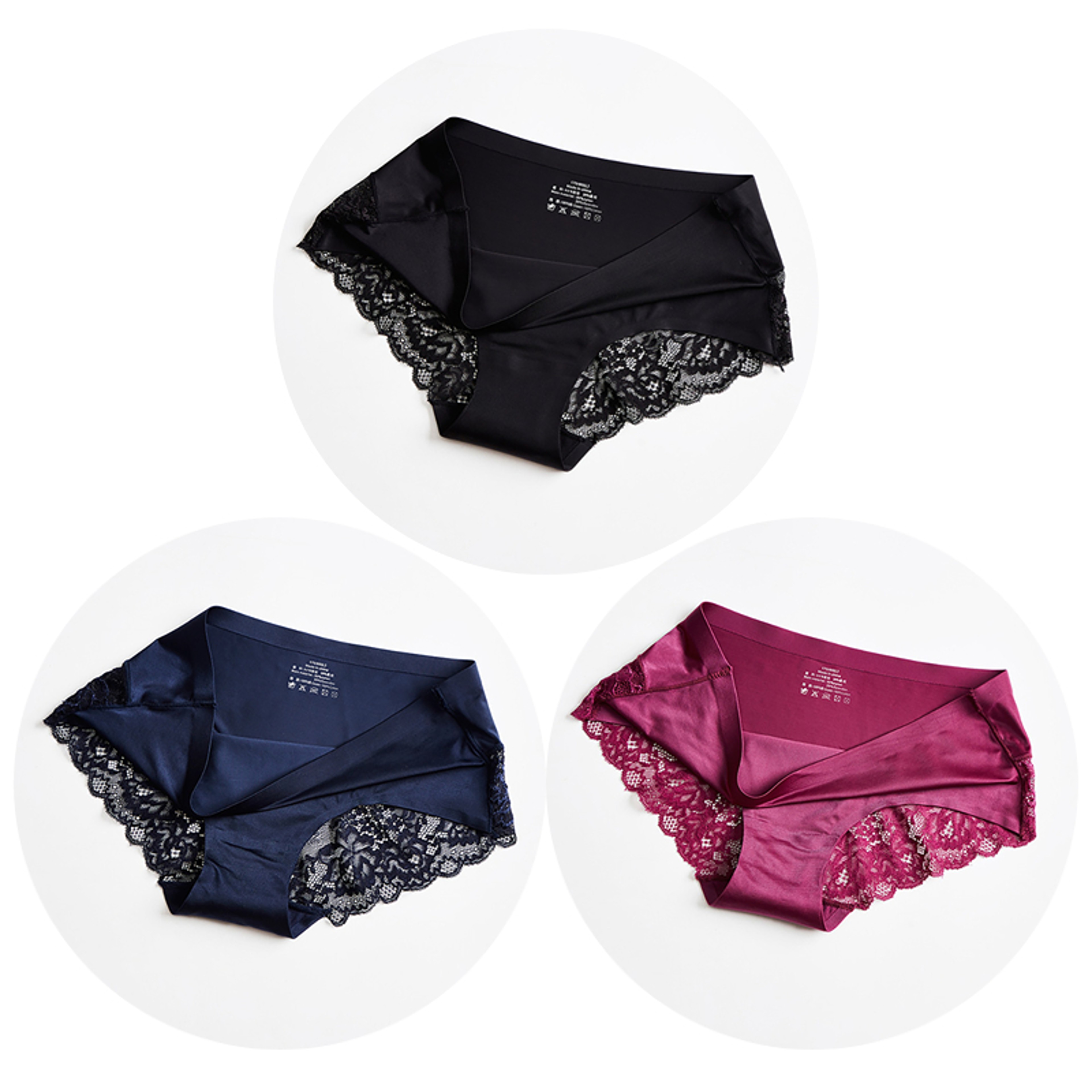 Elegant Lace Panties Women Silk Satin Briefs Soft Comfortable Plus Size Lace Panties 6