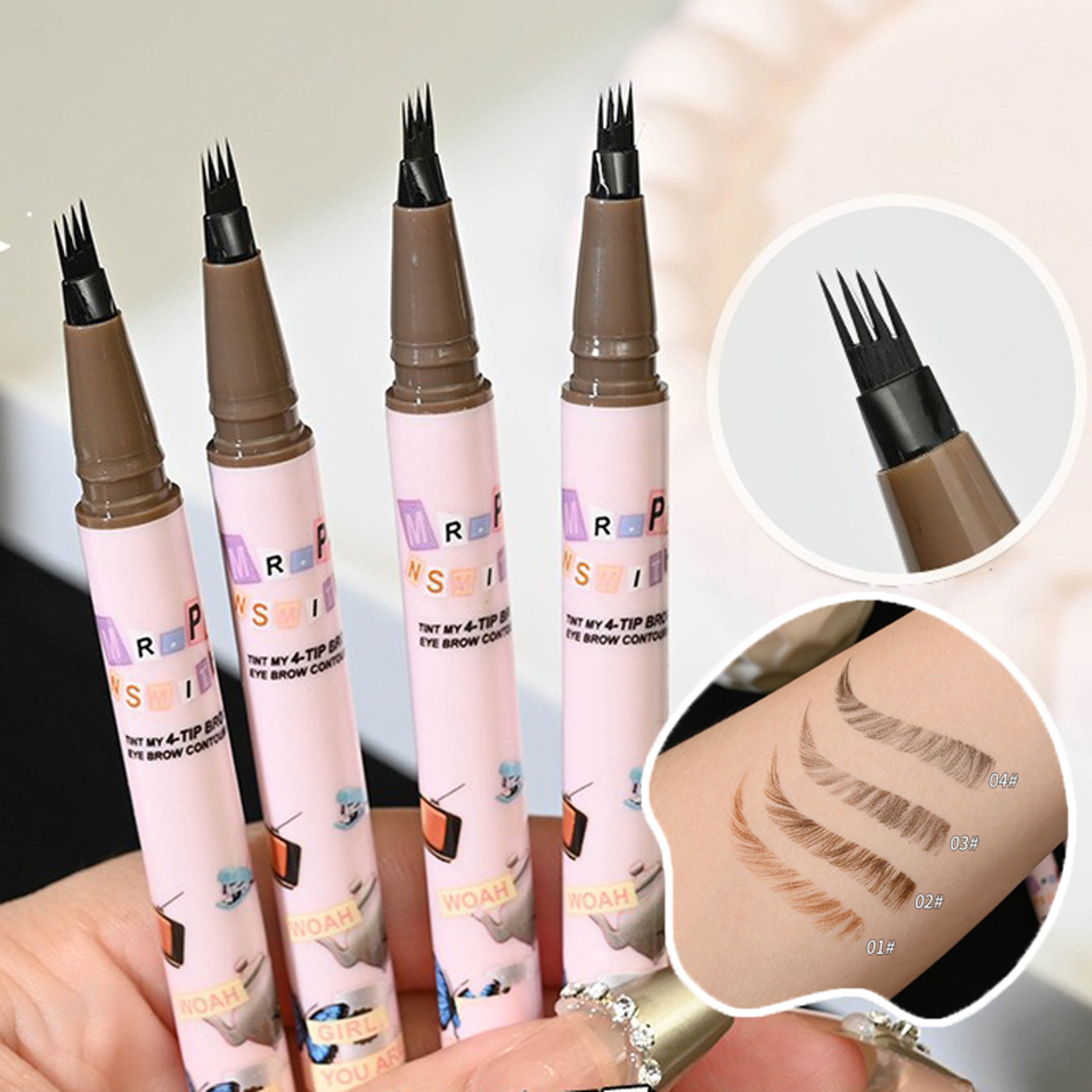 Waterproof Eyebrow Pen with Fork Tip Long Lasting Natural Dark Brown Eyebrow Pencile – view 1