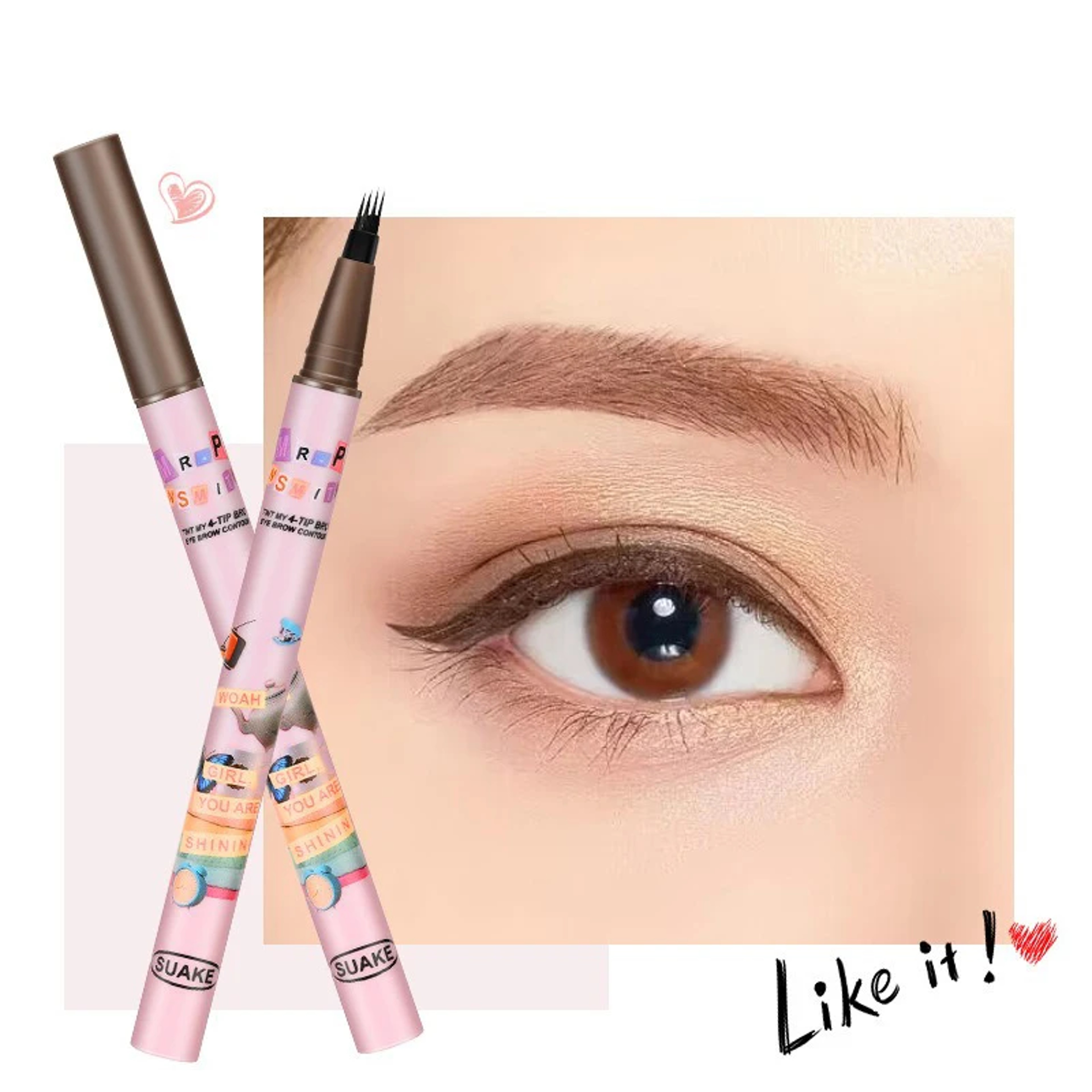 Waterproof Eyebrow Pen with Fork Tip Long Lasting Natural Dark Brown Eyebrow Pencile – view 3