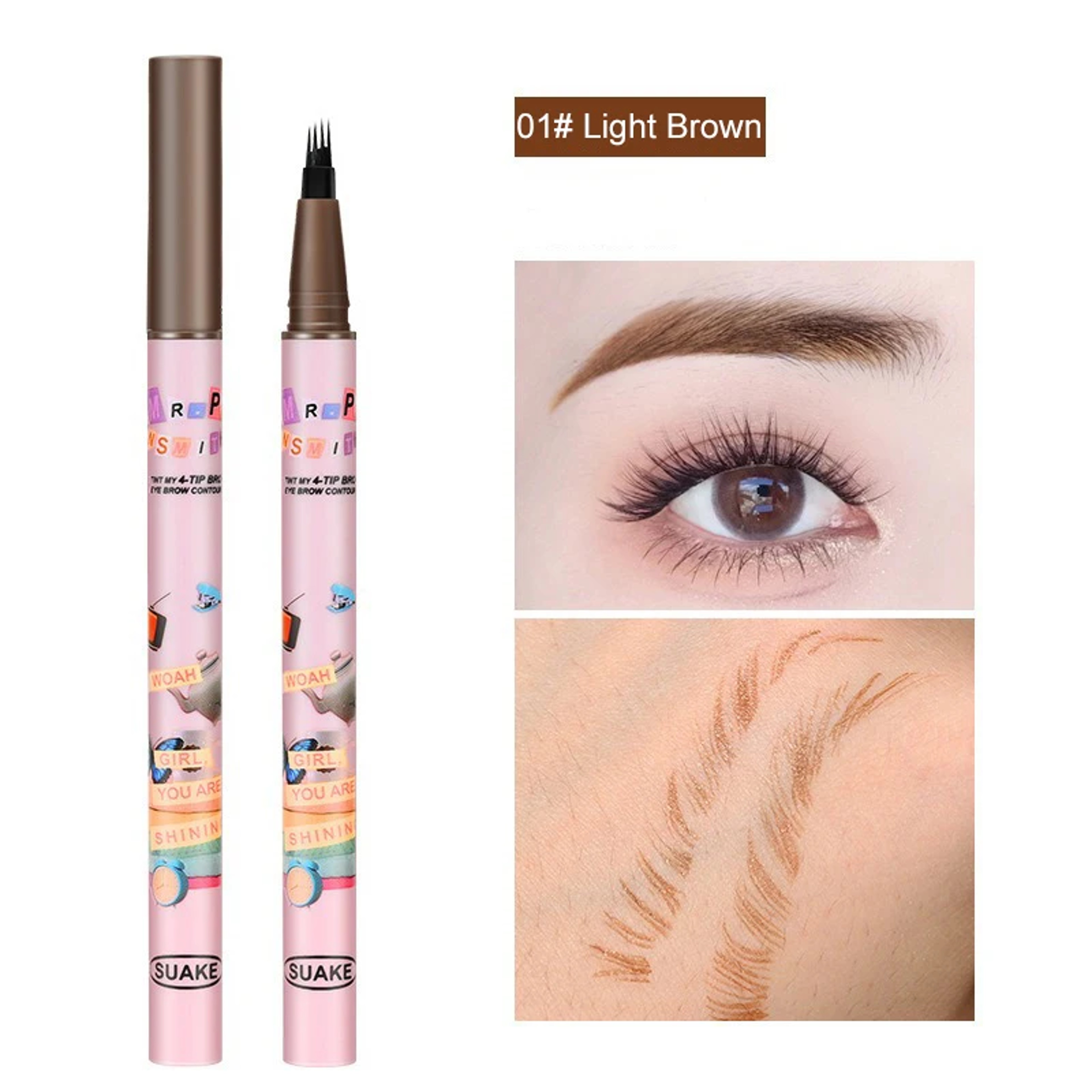 Waterproof Eyebrow Pen with Fork Tip Long Lasting Natural Dark Brown Eyebrow Pencile – view 8