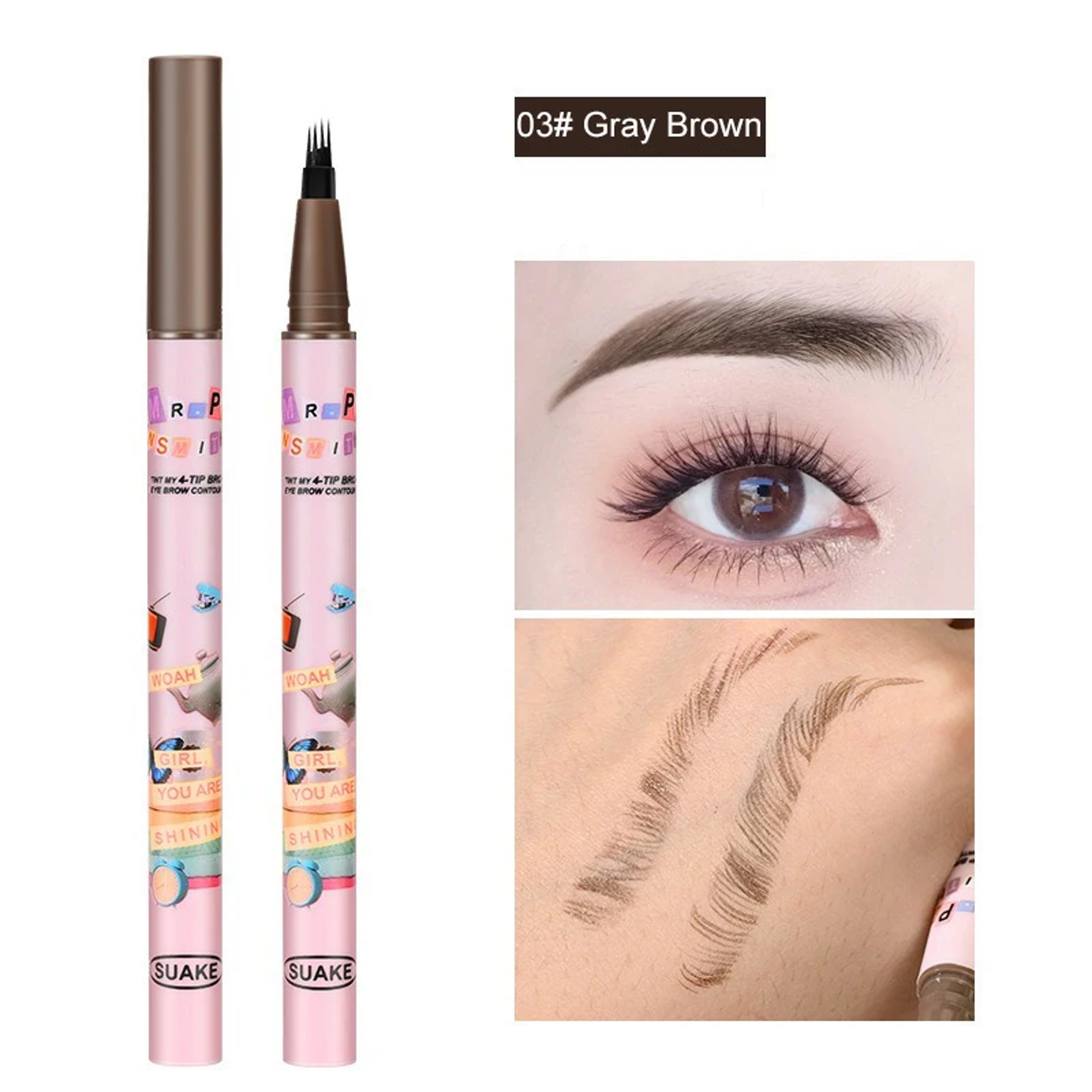 Waterproof Eyebrow Pen with Fork Tip Long Lasting Natural Dark Brown Eyebrow Pencile – view 9
