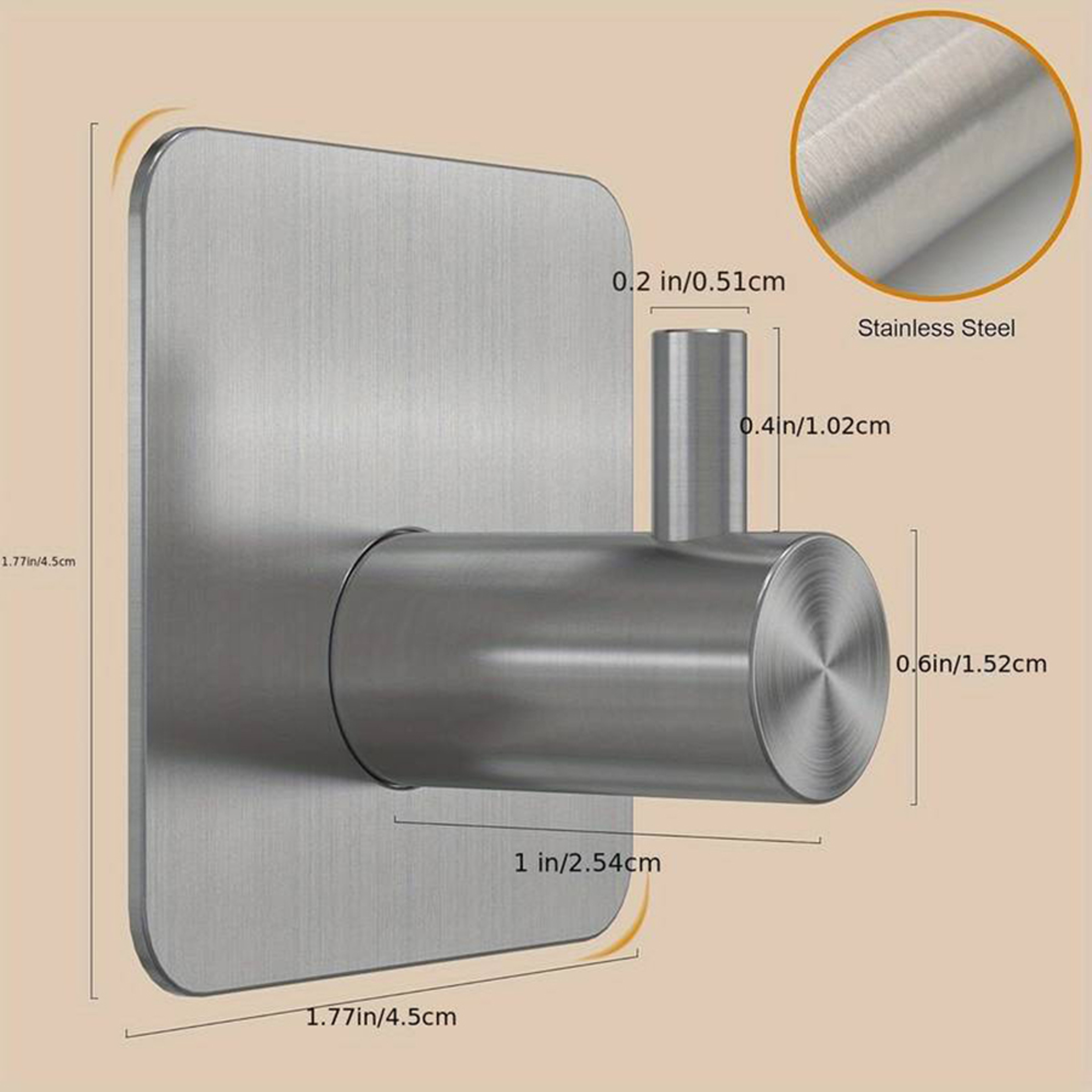 Modern Stainless Steel Adhesive Hook For Bathroom Kitchen And Closet Storage Durable And Stylish Or 1