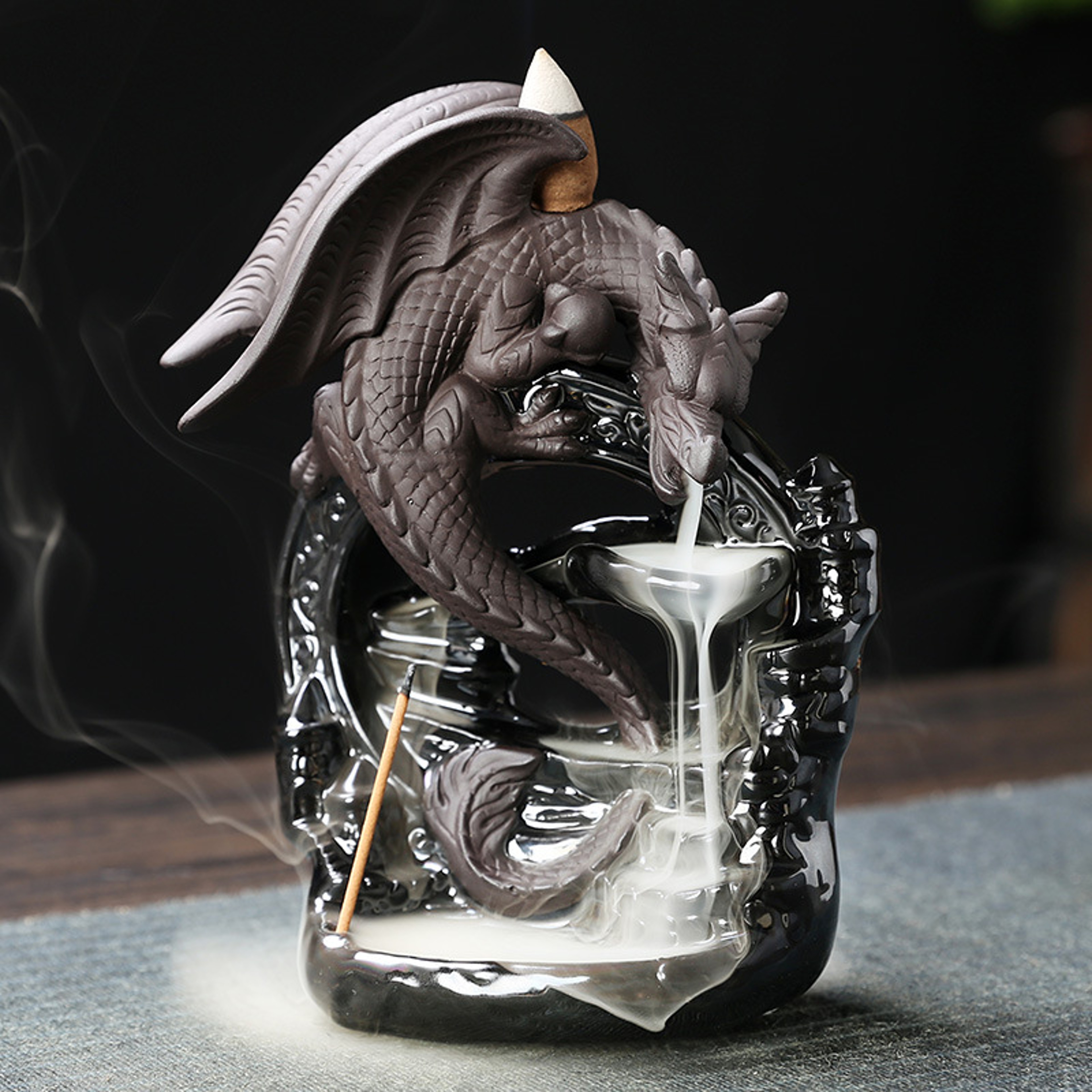 Vintage Dragon Backflow Incense Burner Ceramic Aromatherapy Decor For Home Tabletop Style 5