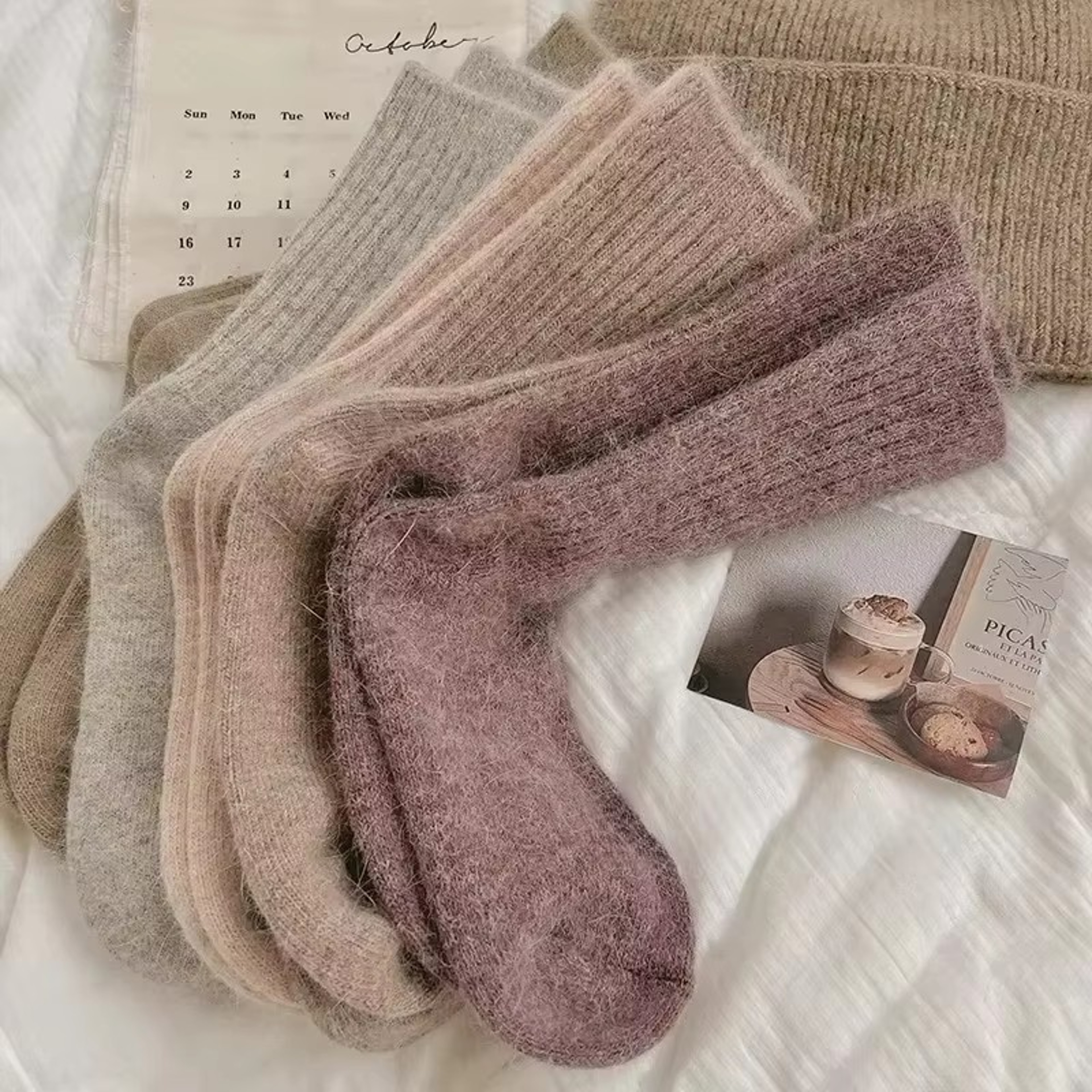 Winter Thick Warm Womens Cashmere Wool Socks Style Solid Color Thermal Fashion Socks for Ladies – view 3