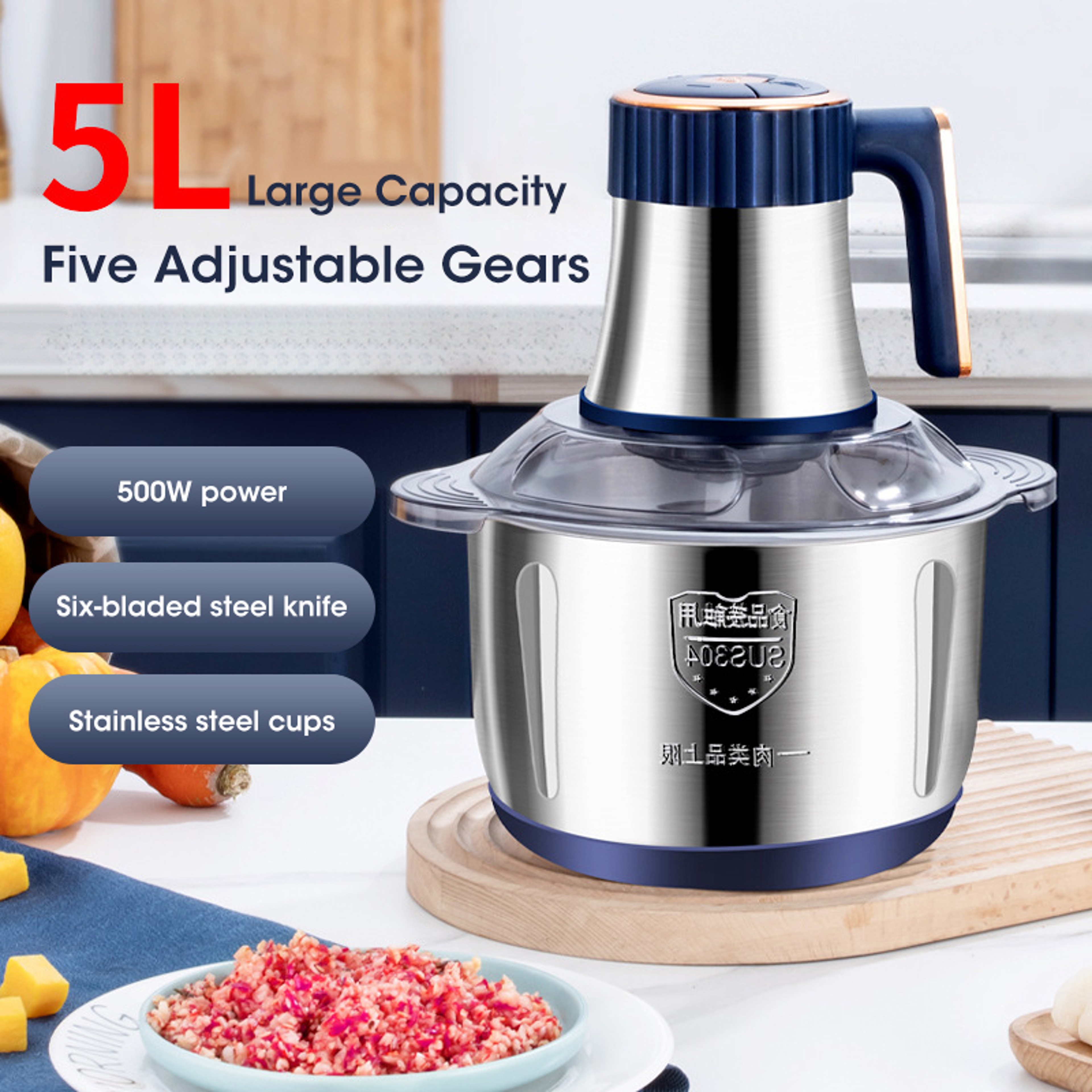 Stainless Steel Electric Meat Grinder Food Processor Multifunctional Vegetable Chopper Mincer for Baby Food – view 1