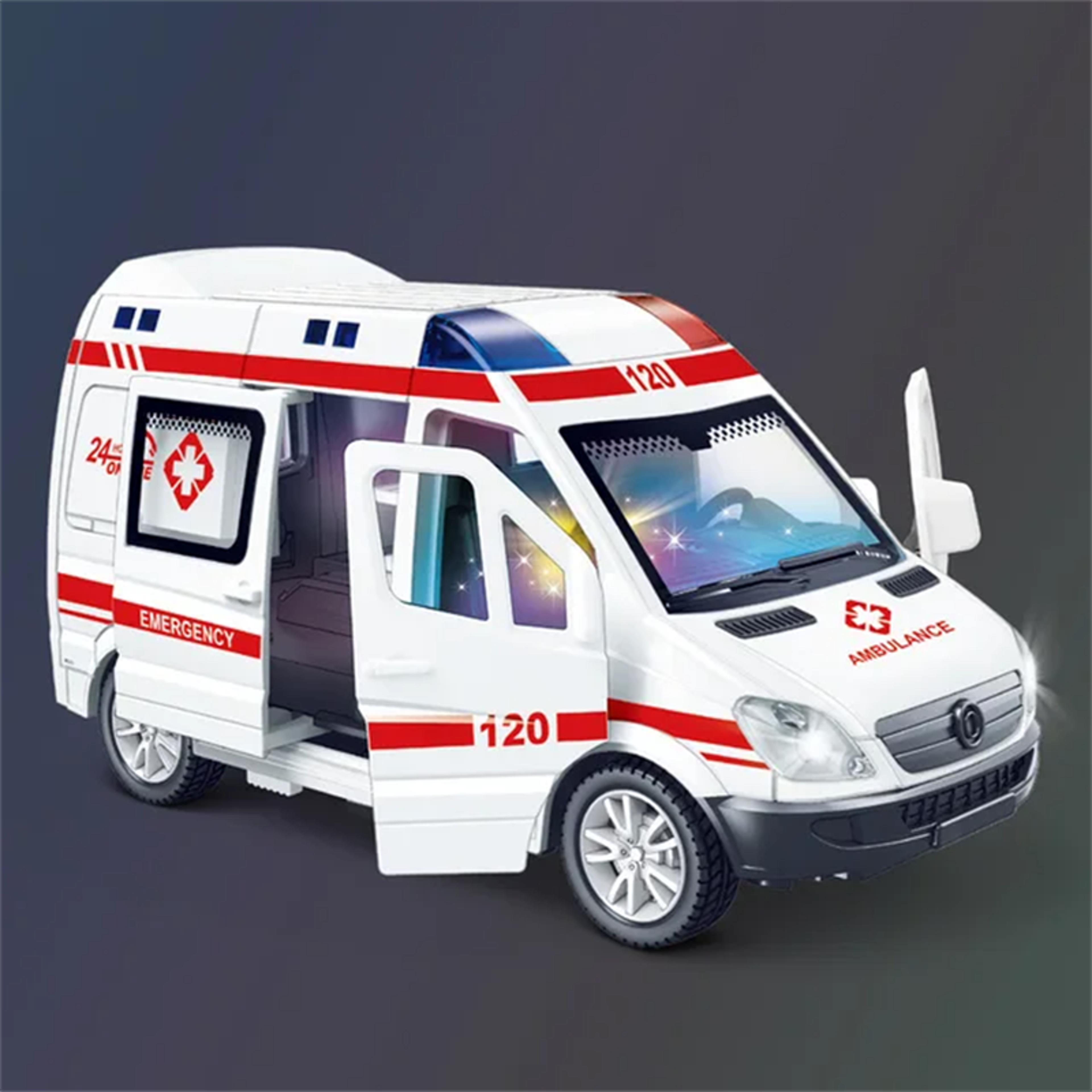 Mini Diecast Emergency Vehicle Model Set Ambulance, Fire Truck, and Police Car with Sound Light for Boys – view 11