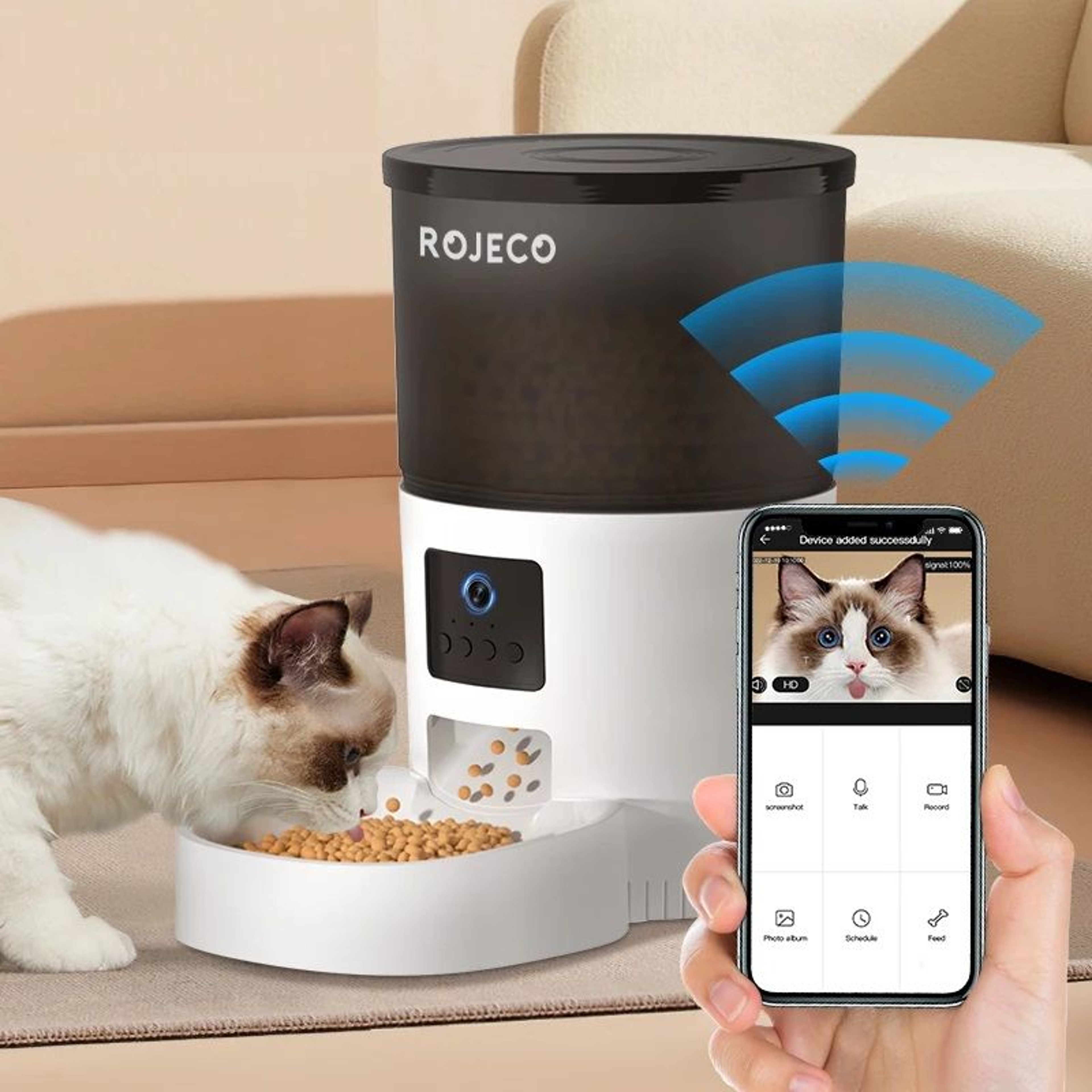 Smart Automatic Cat Feeder With Camera WiFi Pet Food Dispenser With App Control And Voice Recorder 0