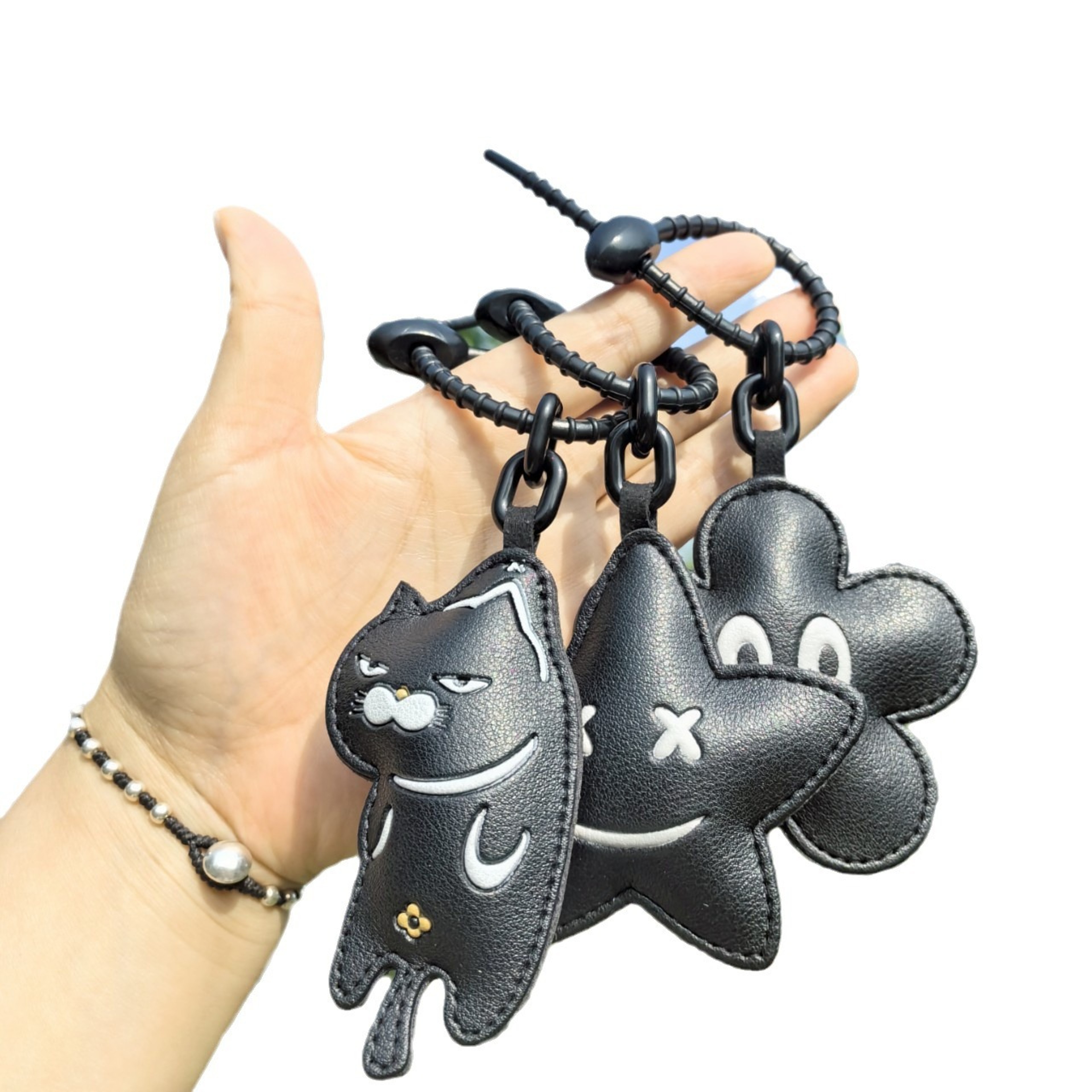 Cartoon Cat Leather Keychain Cute Bag Accessory for Girls, Perfect Gift – view 3