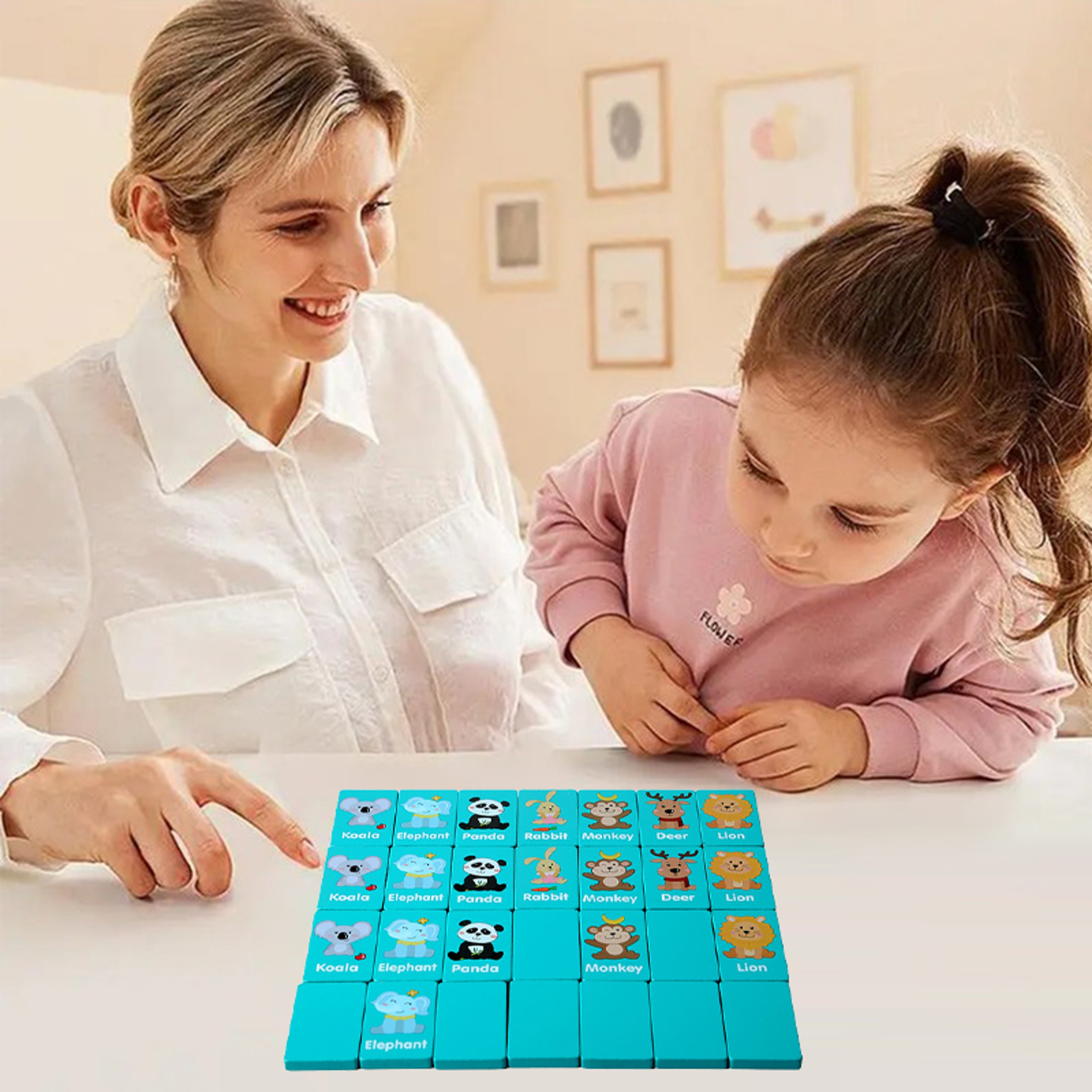 Wooden Animal Memory Matching Game Fun Educational Puzzle for Kids Family Board Game – view 4