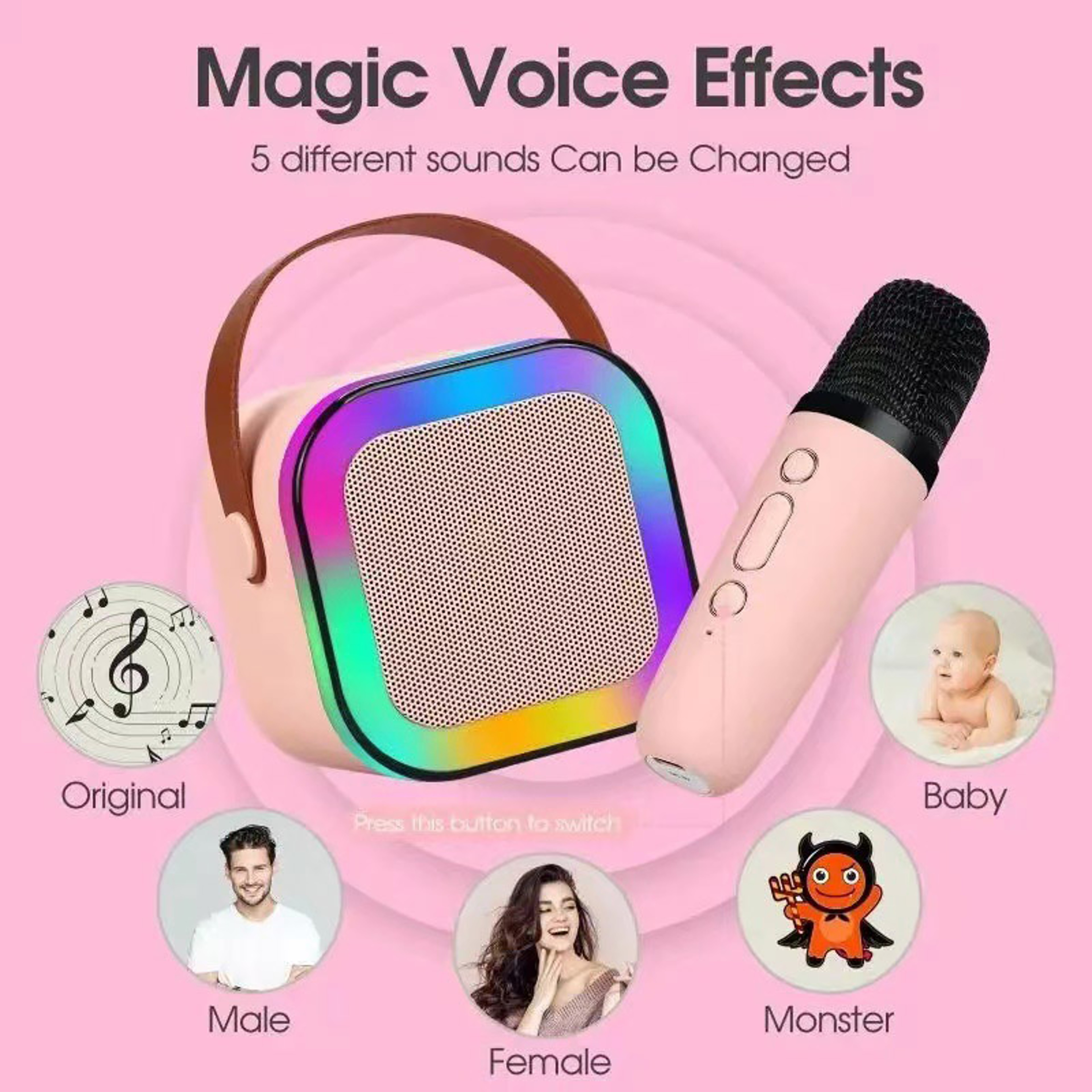 Portable Bluetooth Karaoke Machine with Wireless Microphones Perfect for Family Singing Childrens Gifts – view 1