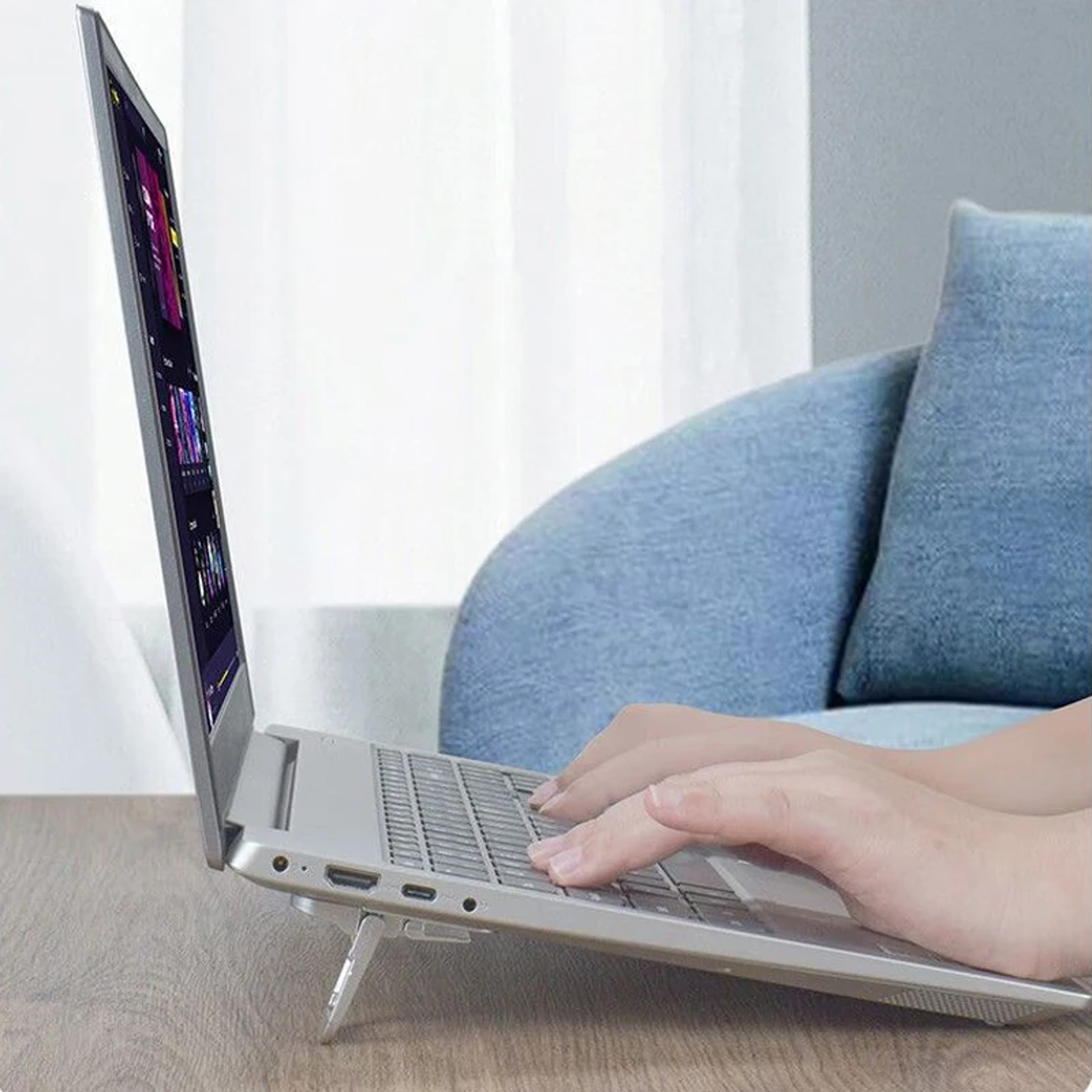 Mini Foldable Laptop Stand with Adjustable Angles Portable Self-Adhesive Notebook Riser – view 3