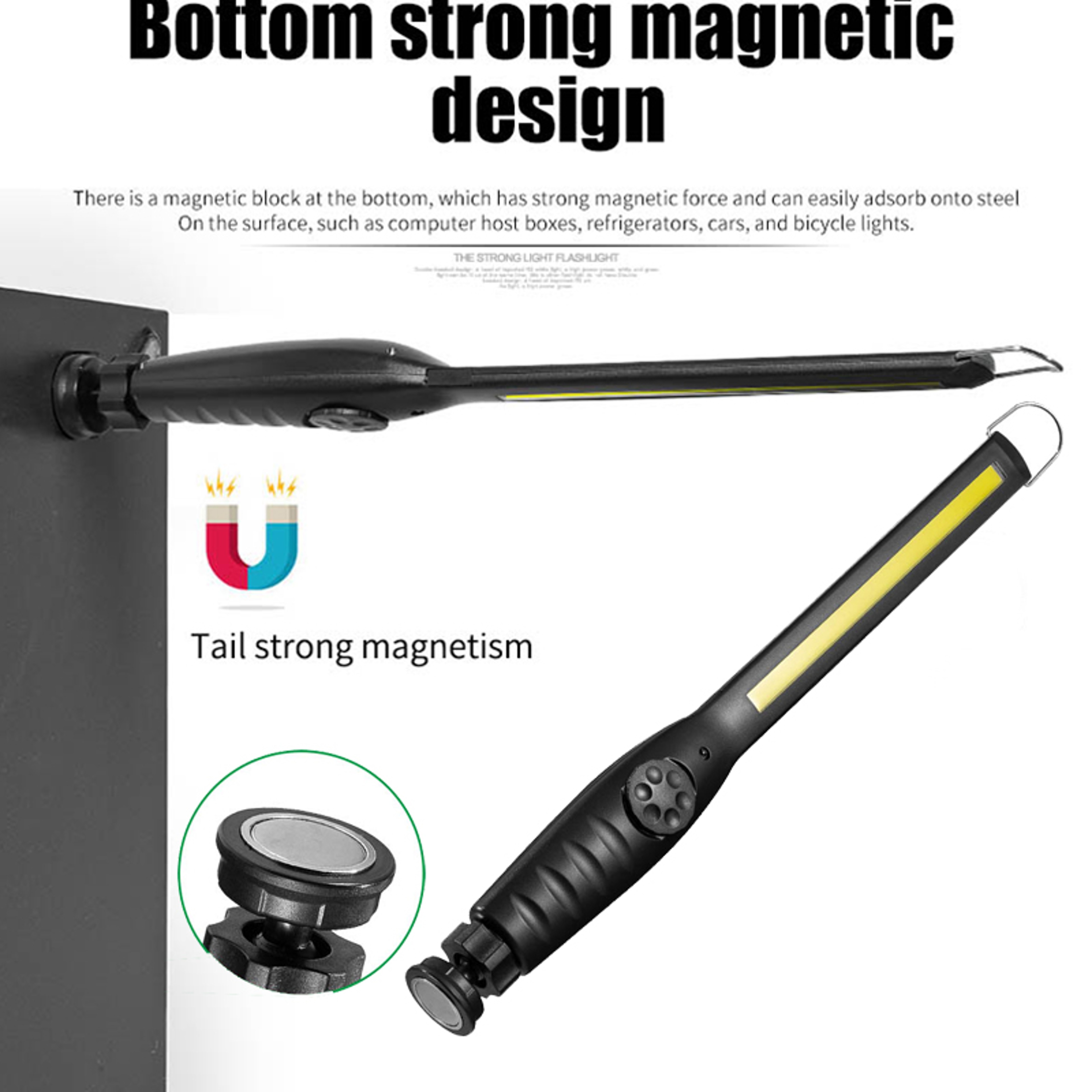 Magnetic Rechargeable LED COB Work Light With Stepless Dimming Portable Emergency Car Repair Lamp 2