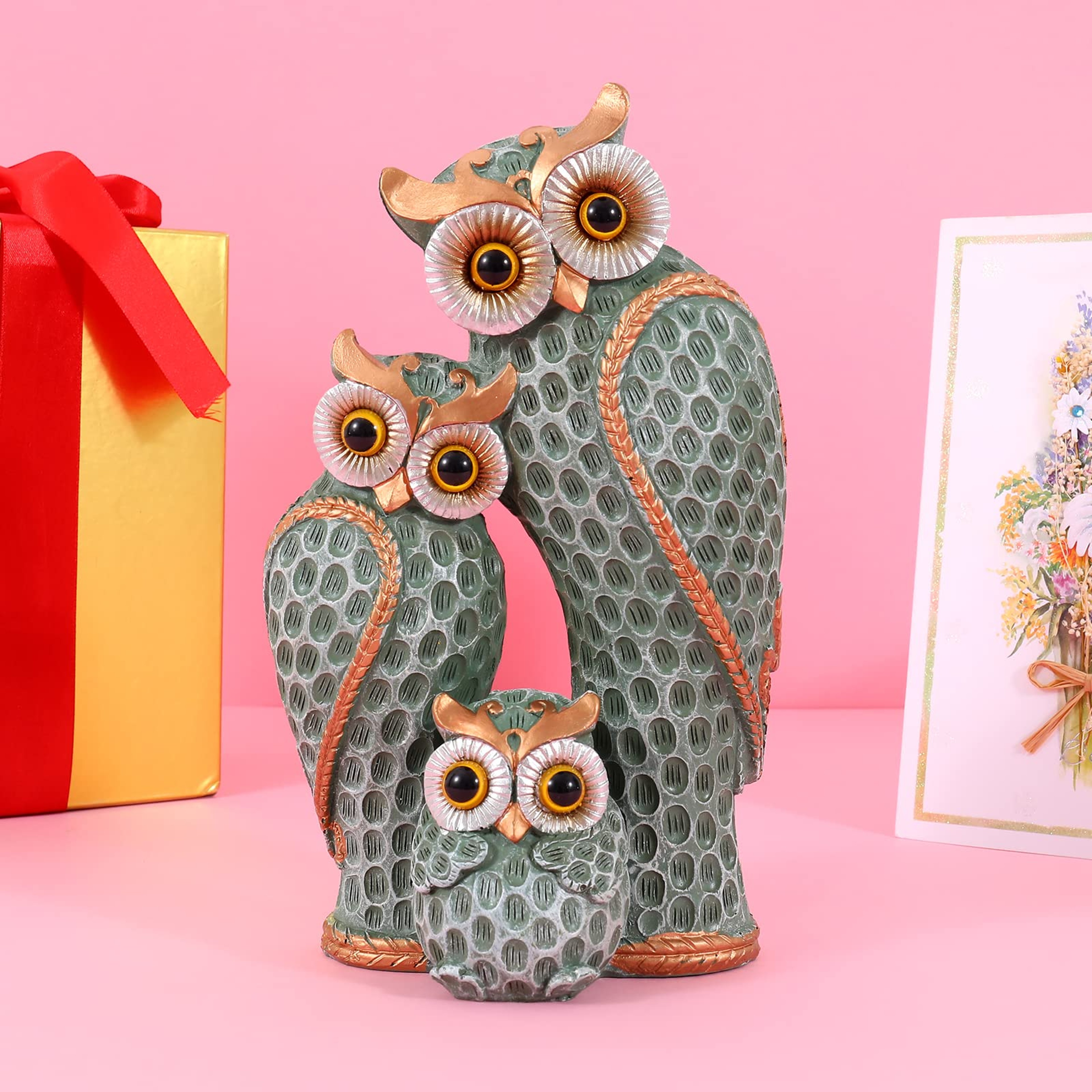 Resin Owl Family Decor Elegant Home Decoration for Living Room, Bookshelf, or TV Stand – view 8