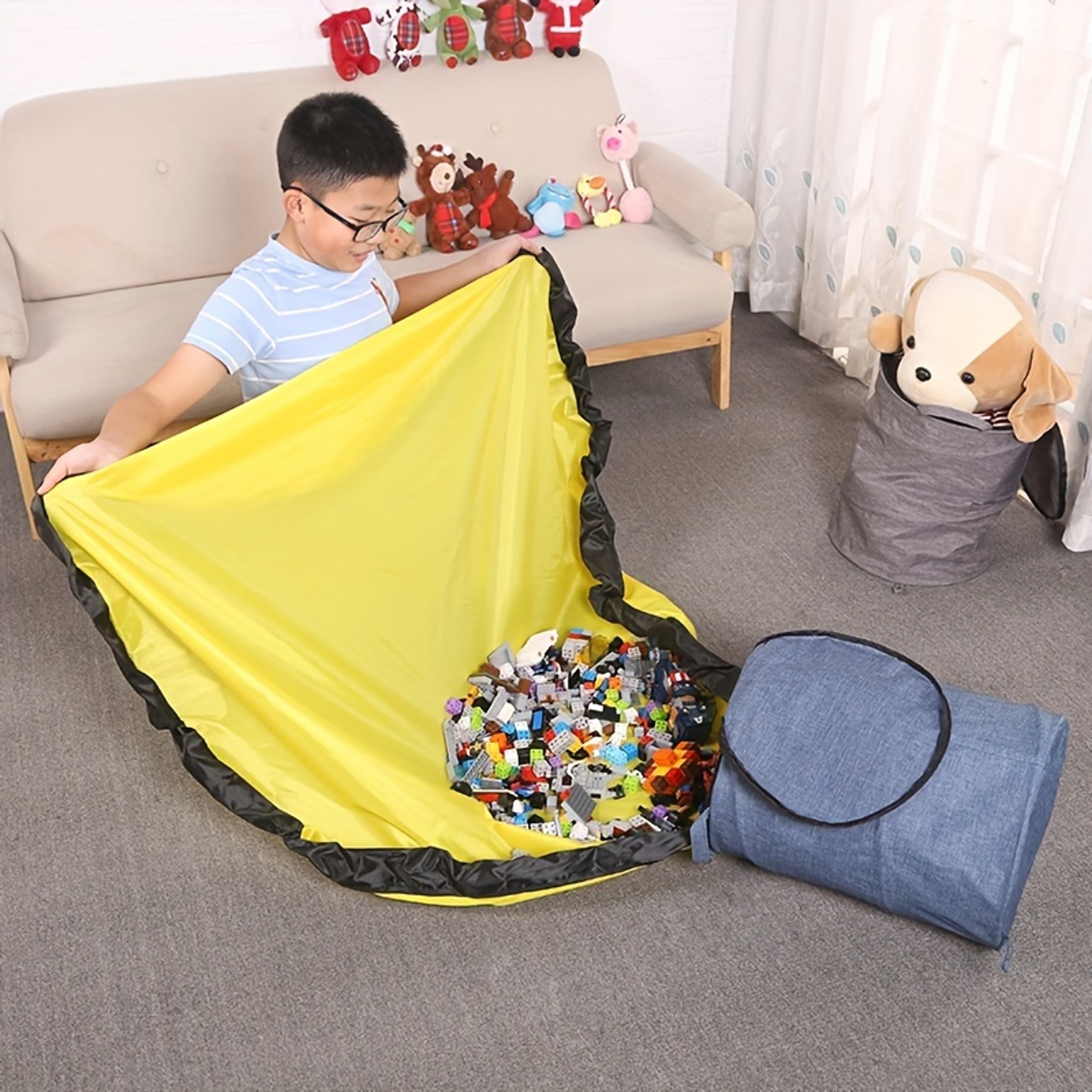 Toy Storage Building Blocks Lego Storage Bag Large Detachable Storage Mat Bucket for Childrens Toys – view 4