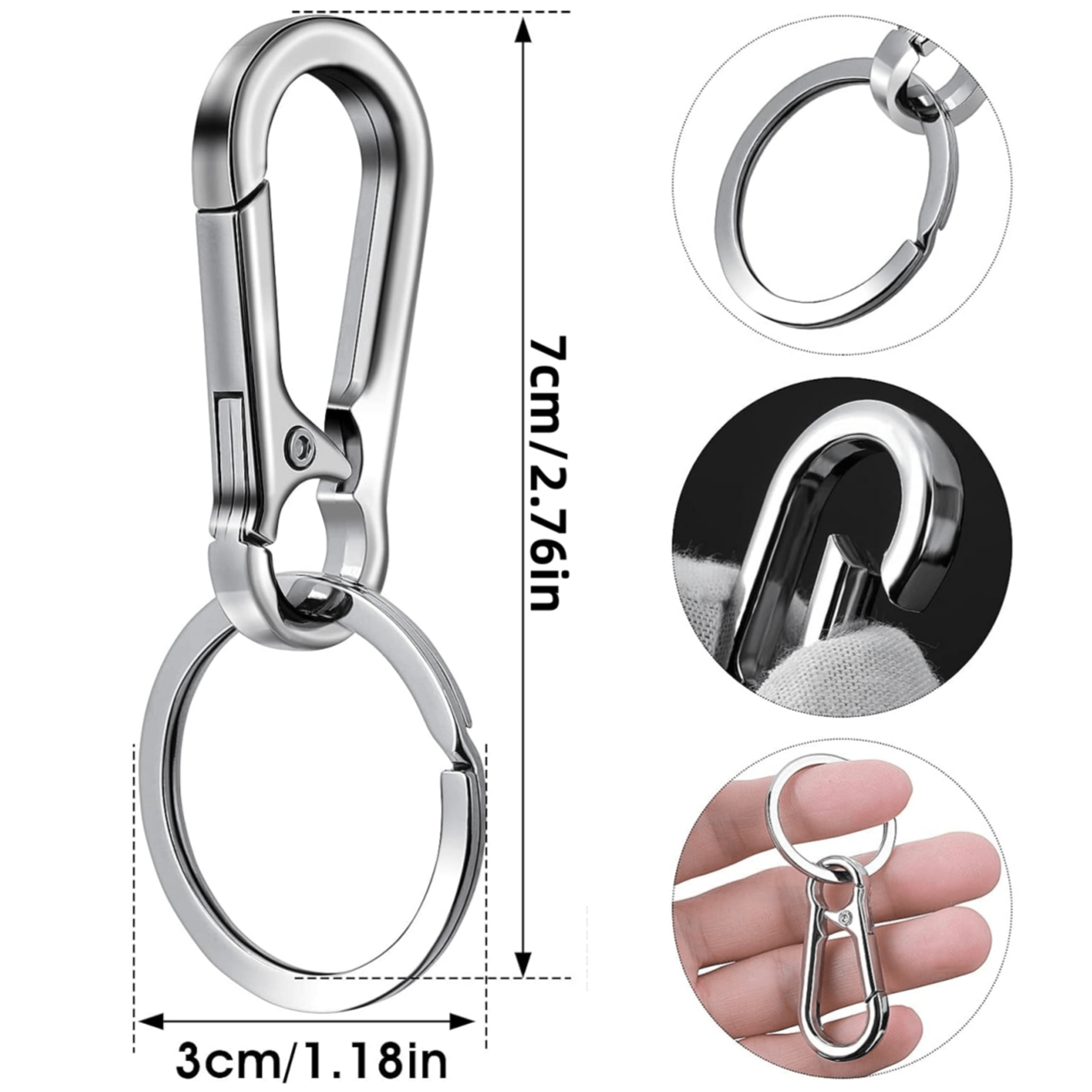 Metal Carabiner Clip Keychain Heavy Duty Key Ring with Hook Organizer for Car Keys, Backpack, or Everyday Carry – view 2