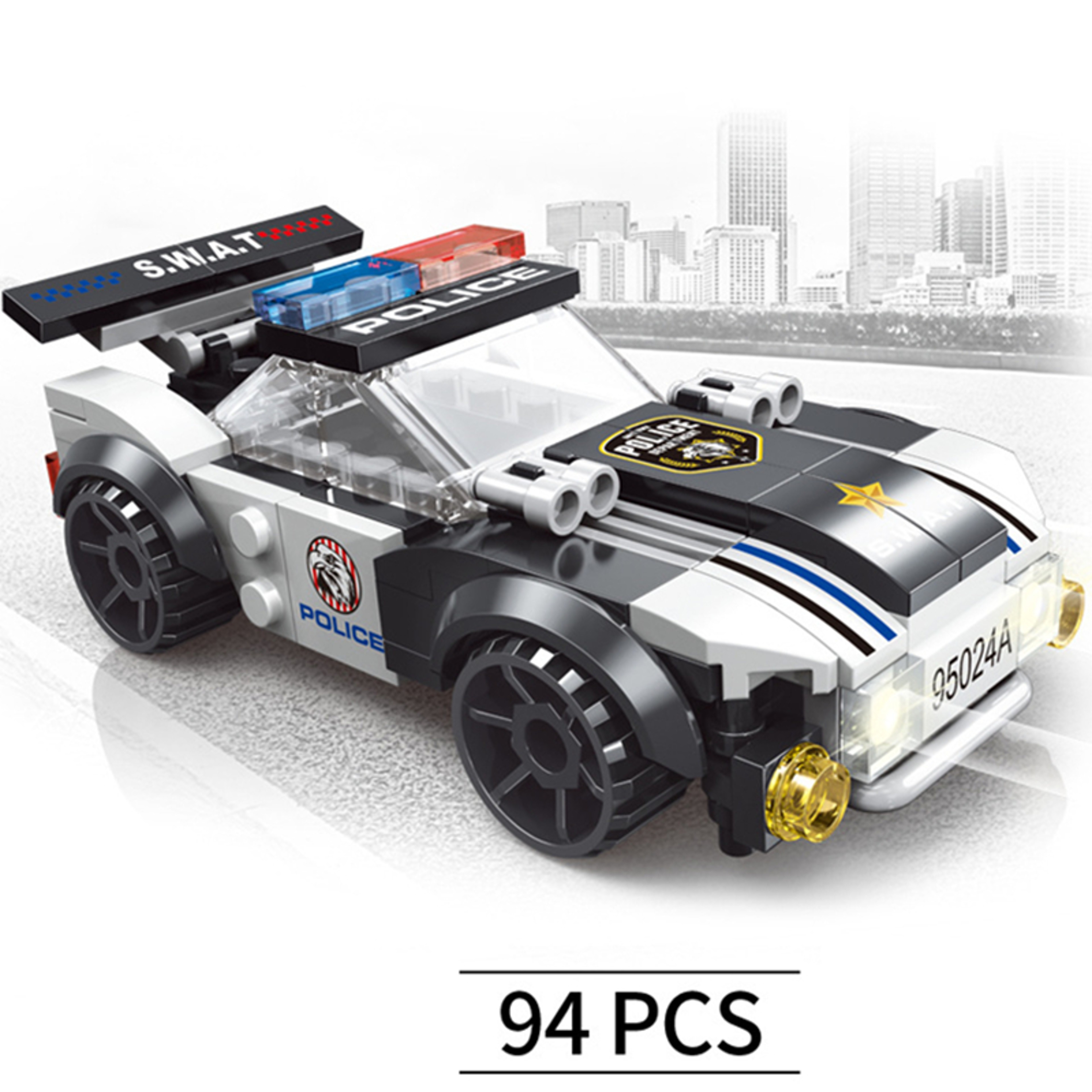 DIY MOC City Plane SWAT Super Police CAR Dual-Rotor Helicopter Building Blocks Kit Classic Model – view 3
