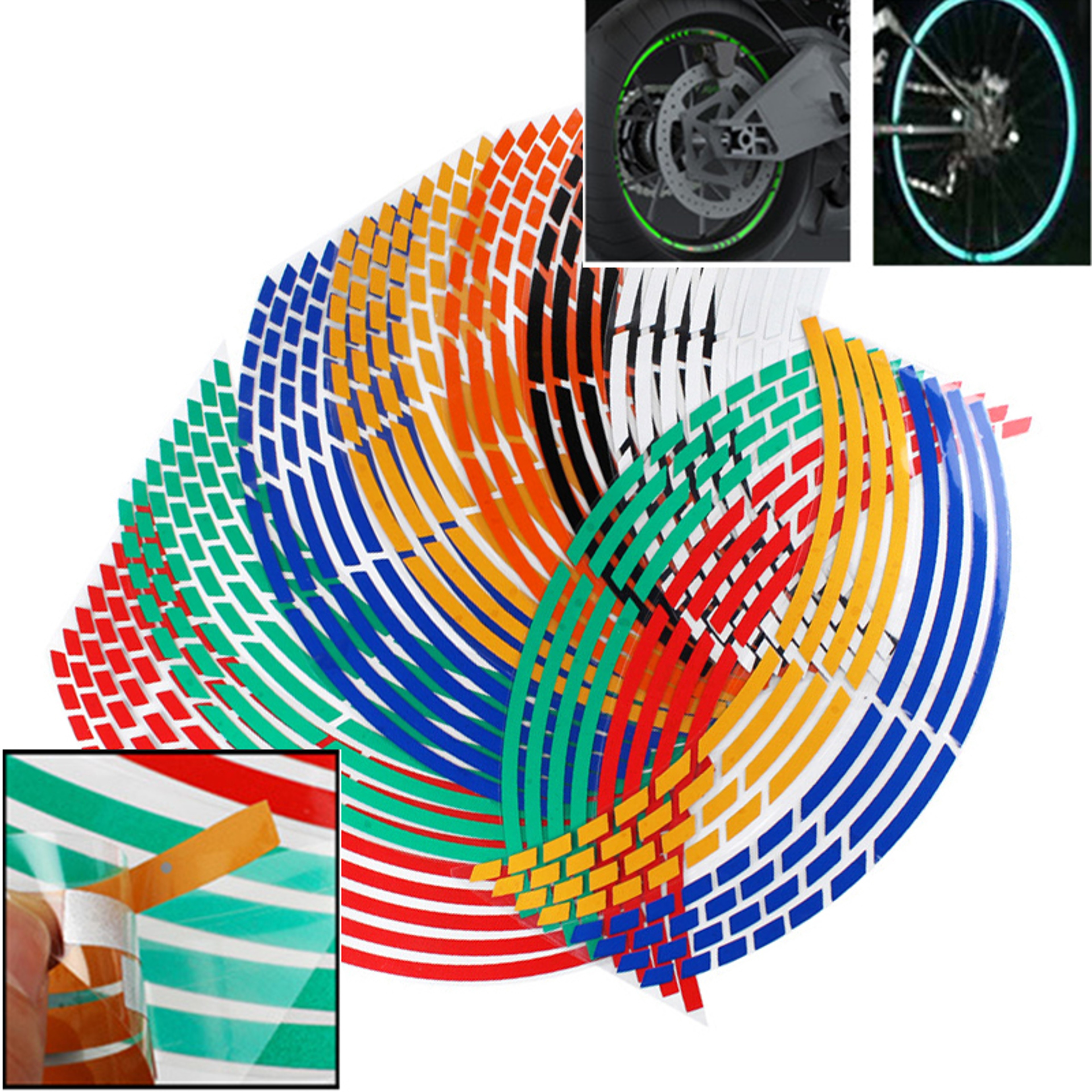 Reflective Motorcycle Tire Rim Tape Strips Durable, Easy-to-Apply Wheel Stickers for Bikes Cars – view 3