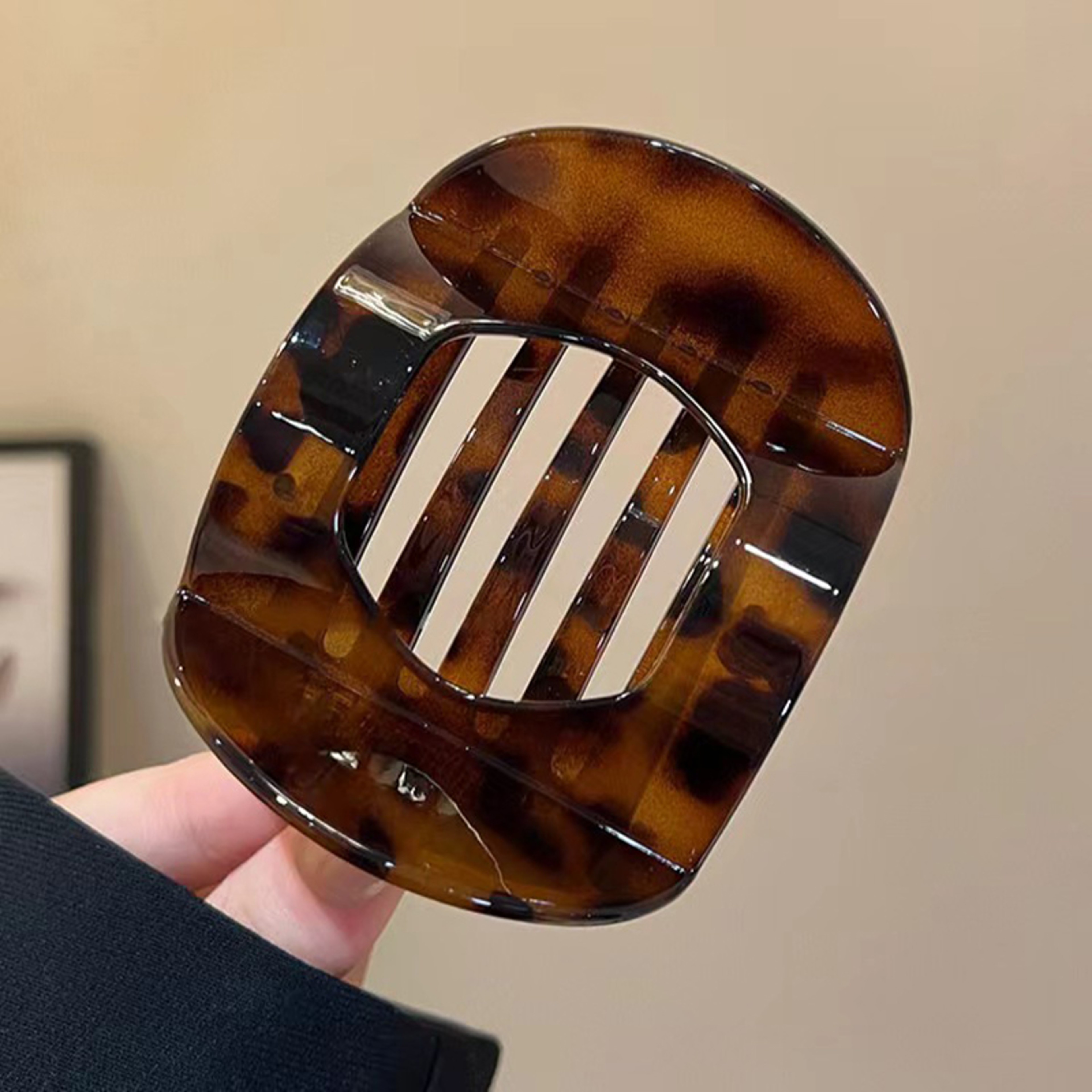 Leopard Print Acetic Acid Hair Clip Elegant Spring Spoon Clip For Women 8