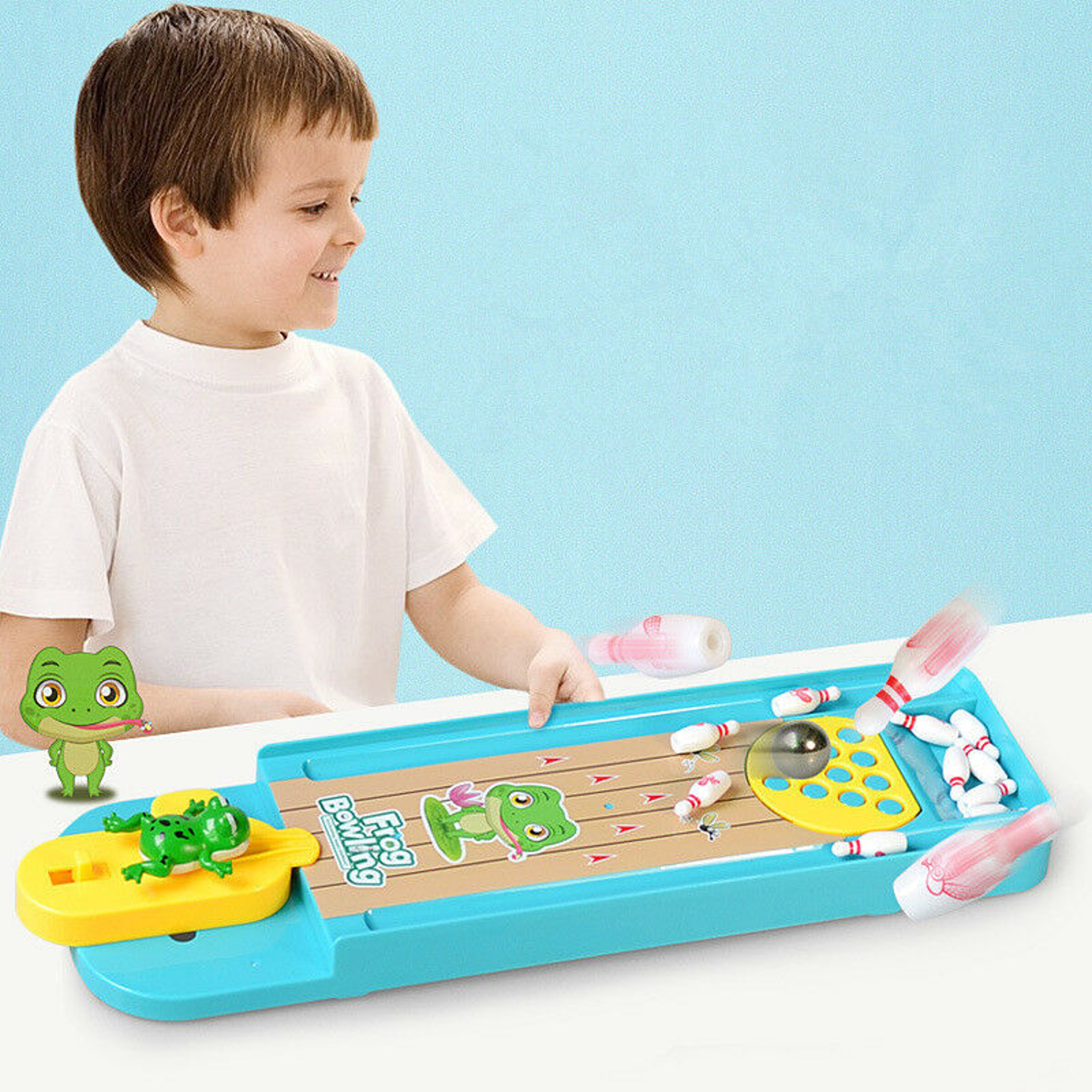 Mini Frog Bowling Interactive Game For Children Educational ParentChild Fun 0