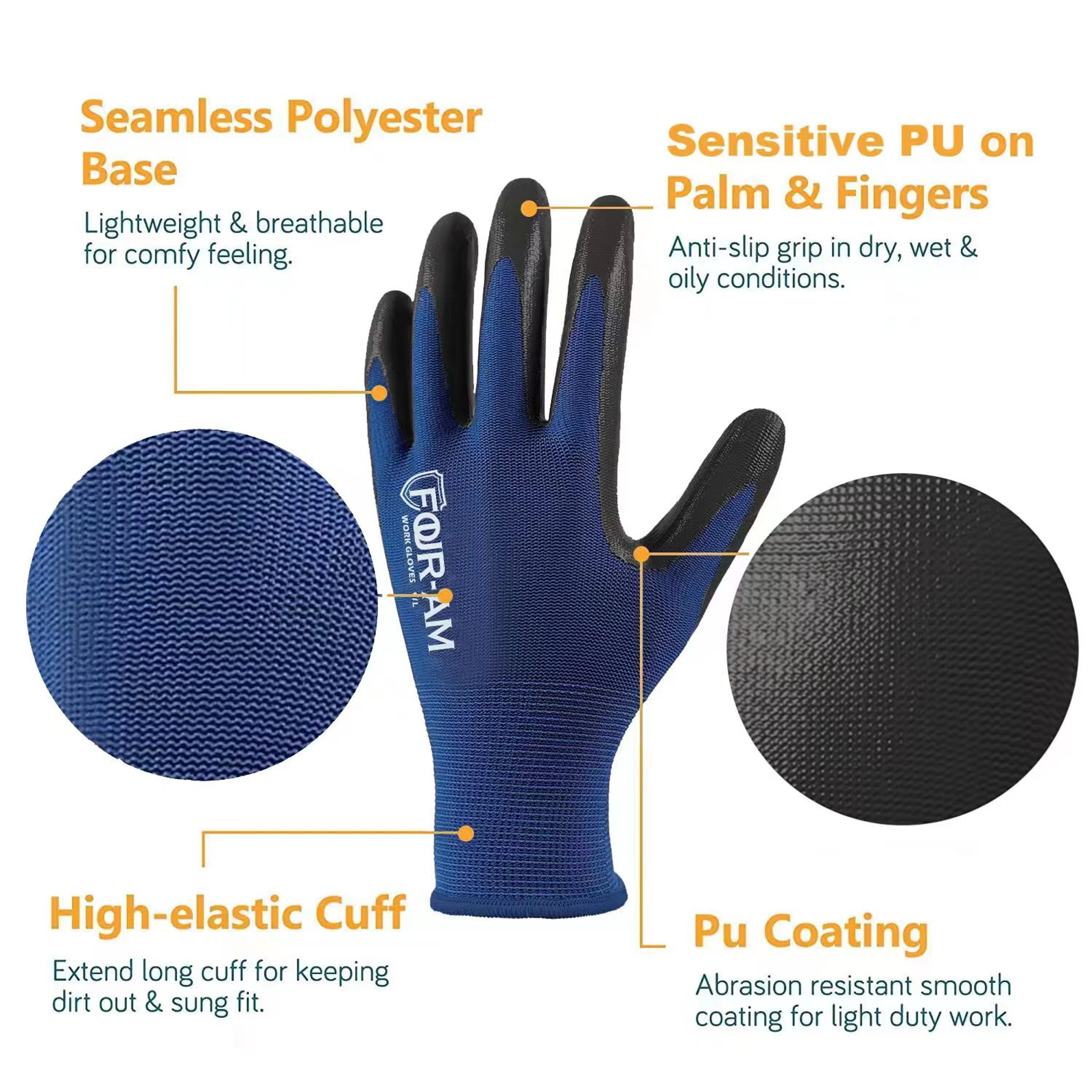UltraThin PU Coated Work Gloves For Excellent Grip And Durability Nylon Shell With Polyurethane Coa 1