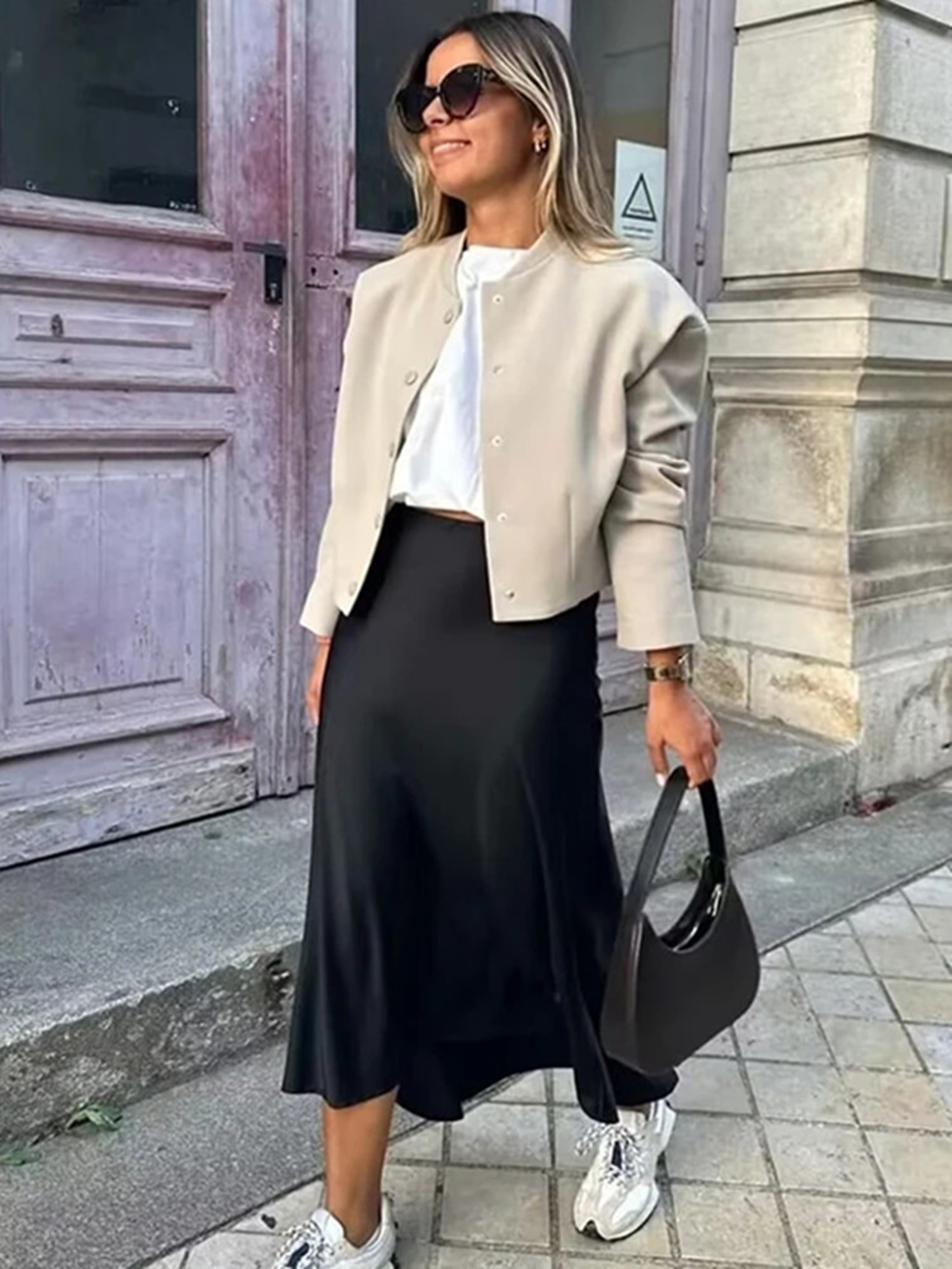 Elegant HighWaist Satin Skirt Summer Midi Skirt For Women Office Casual Wear 1