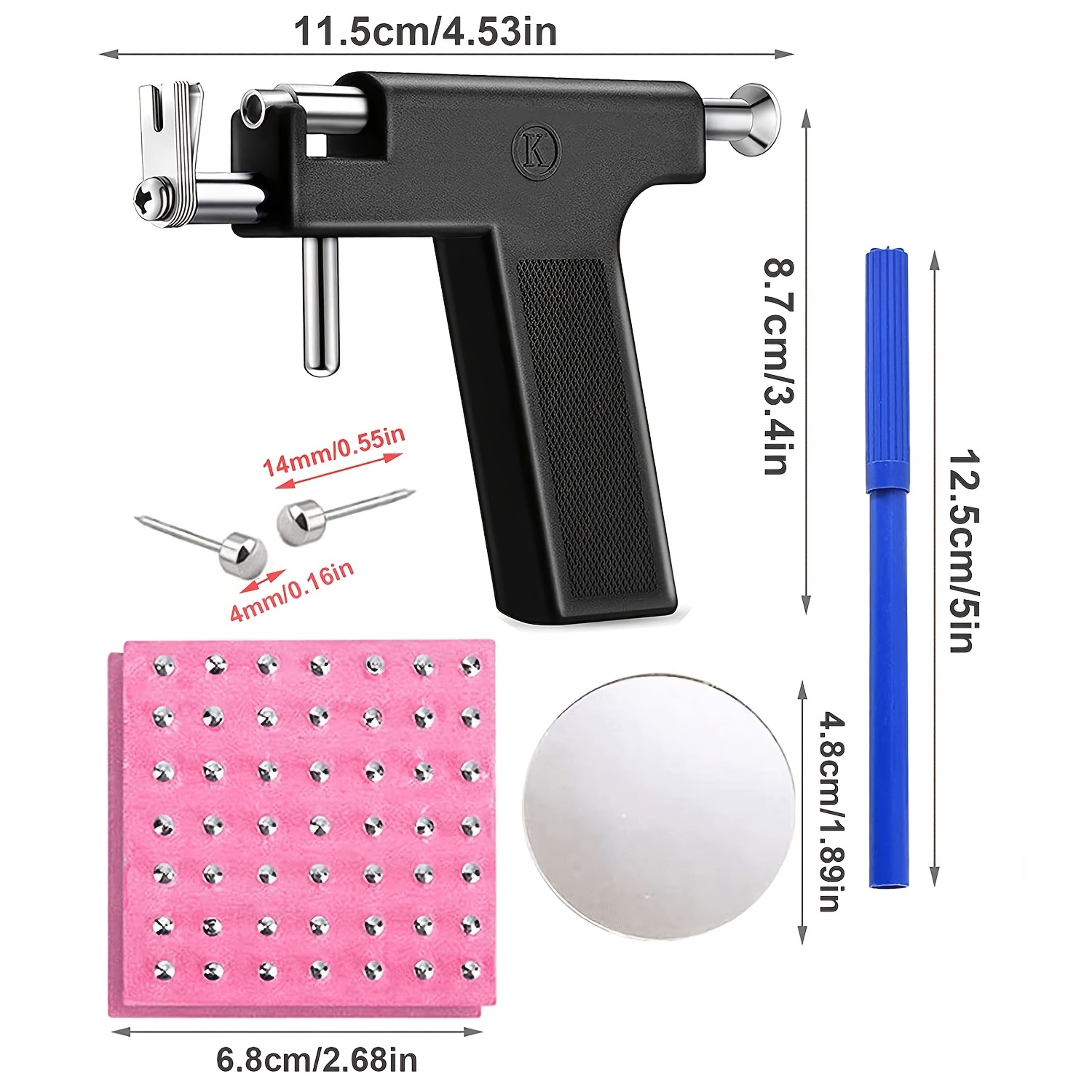 Professional Ear Piercing Gun Tool Set Steel Ear Studs for Body Piercing, Nose Navel Piercing Kit – view 3