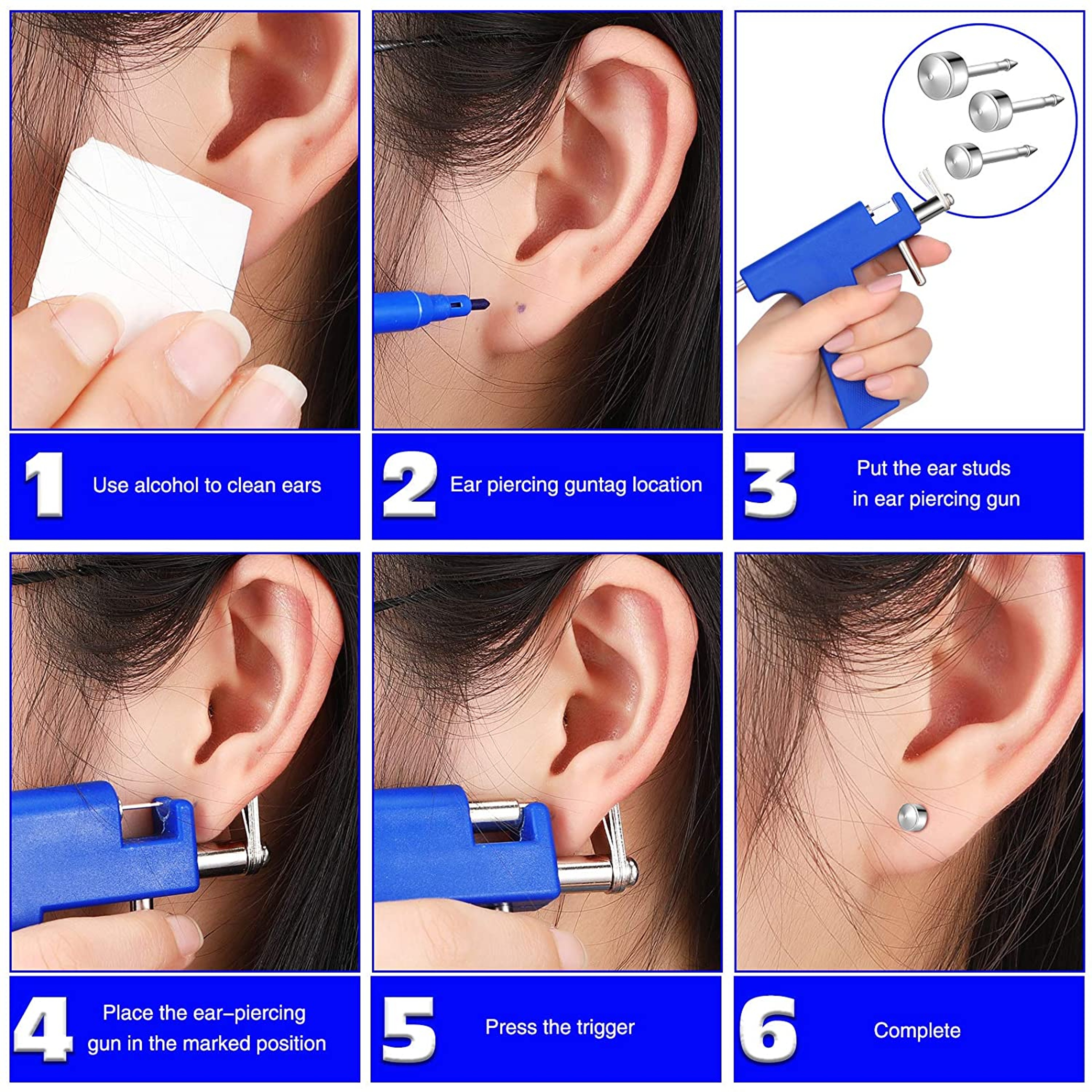 Professional Ear Piercing Gun Tool Set Steel Ear Studs for Body Piercing, Nose Navel Piercing Kit – view 5