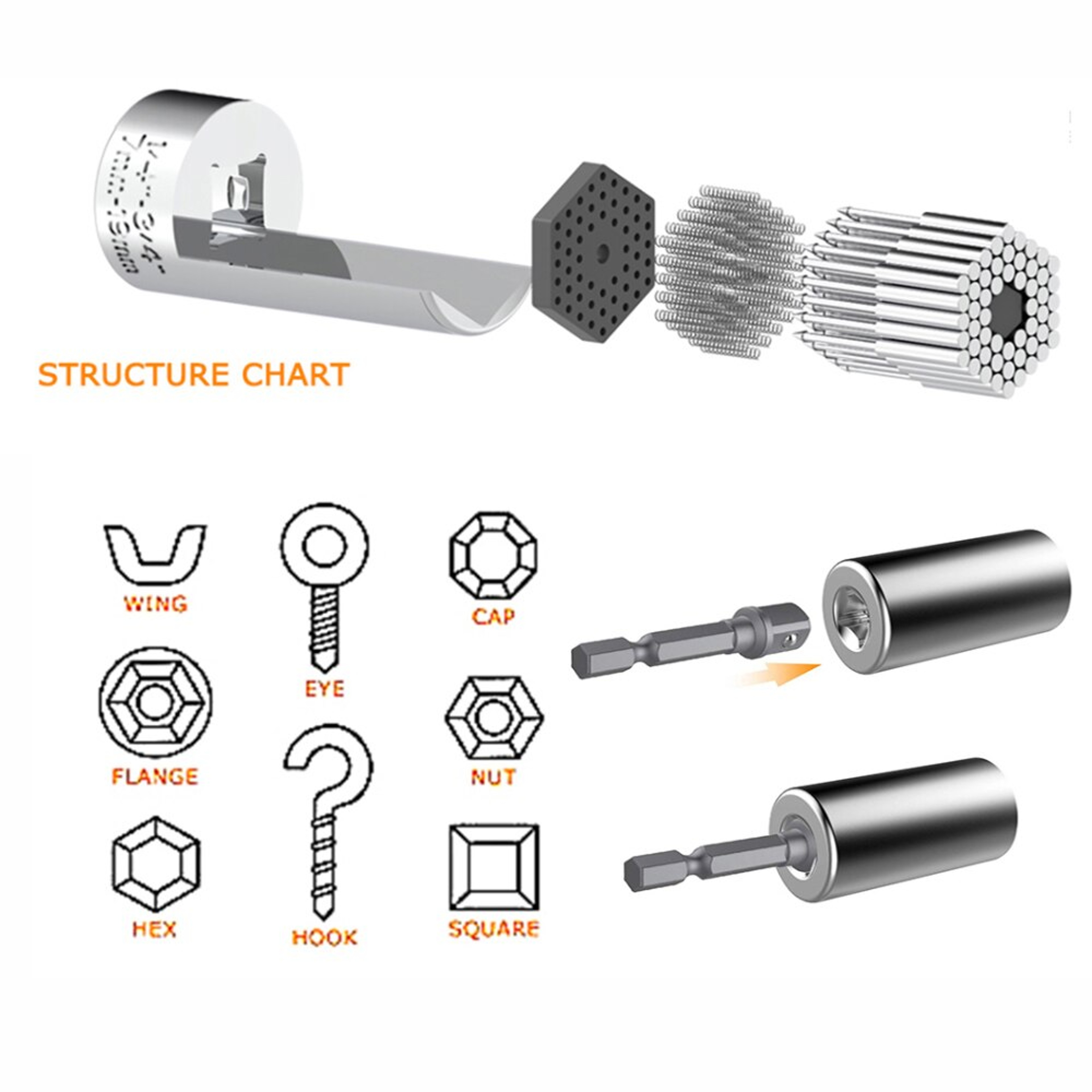 Multifunctional Magic Socket Tool Set Universal Wrench Extension for Electric Drill Screwdriver – view 5