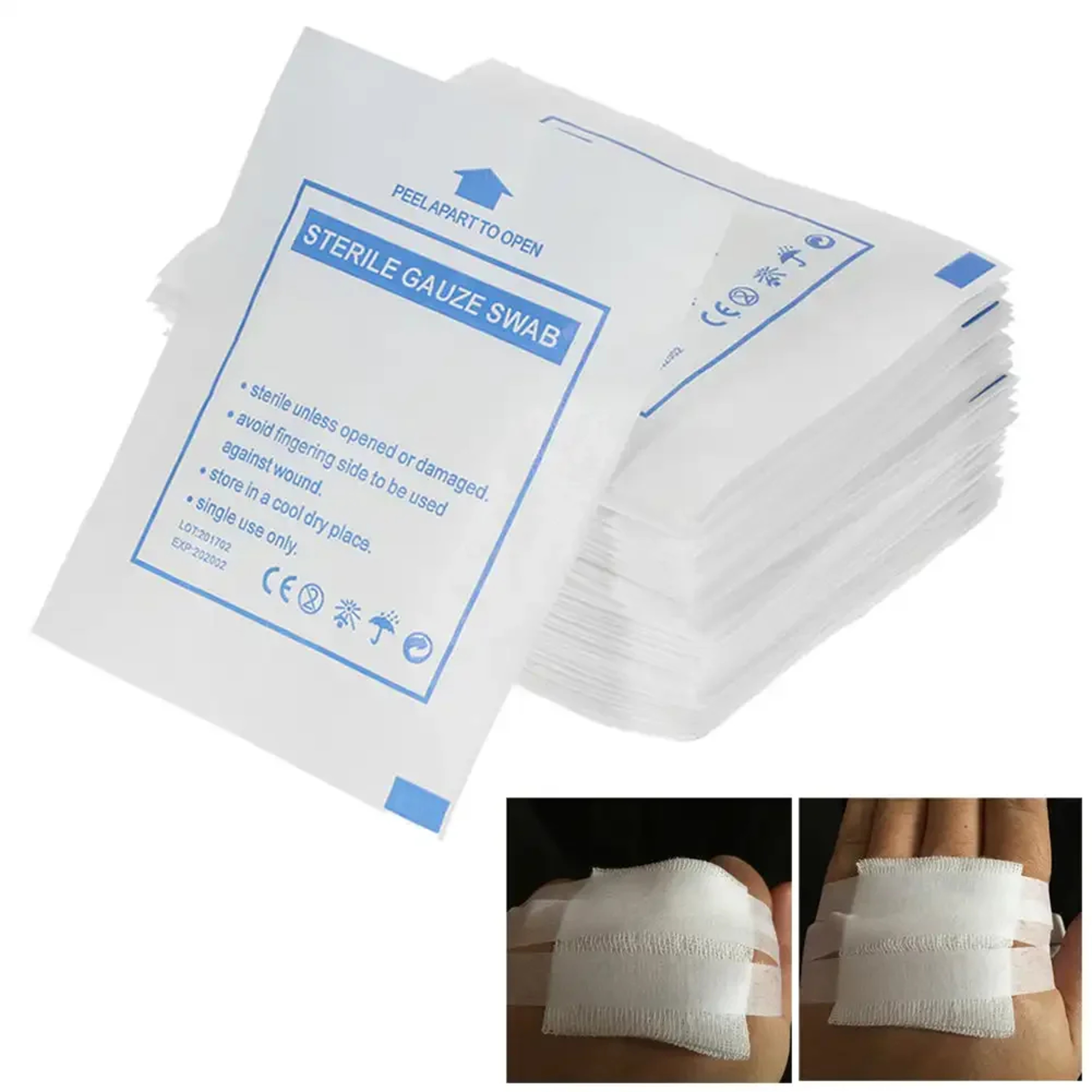 Sterile Gauze Pads Waterproof Wound Dressing Individually Wrapped First Aid Care 2