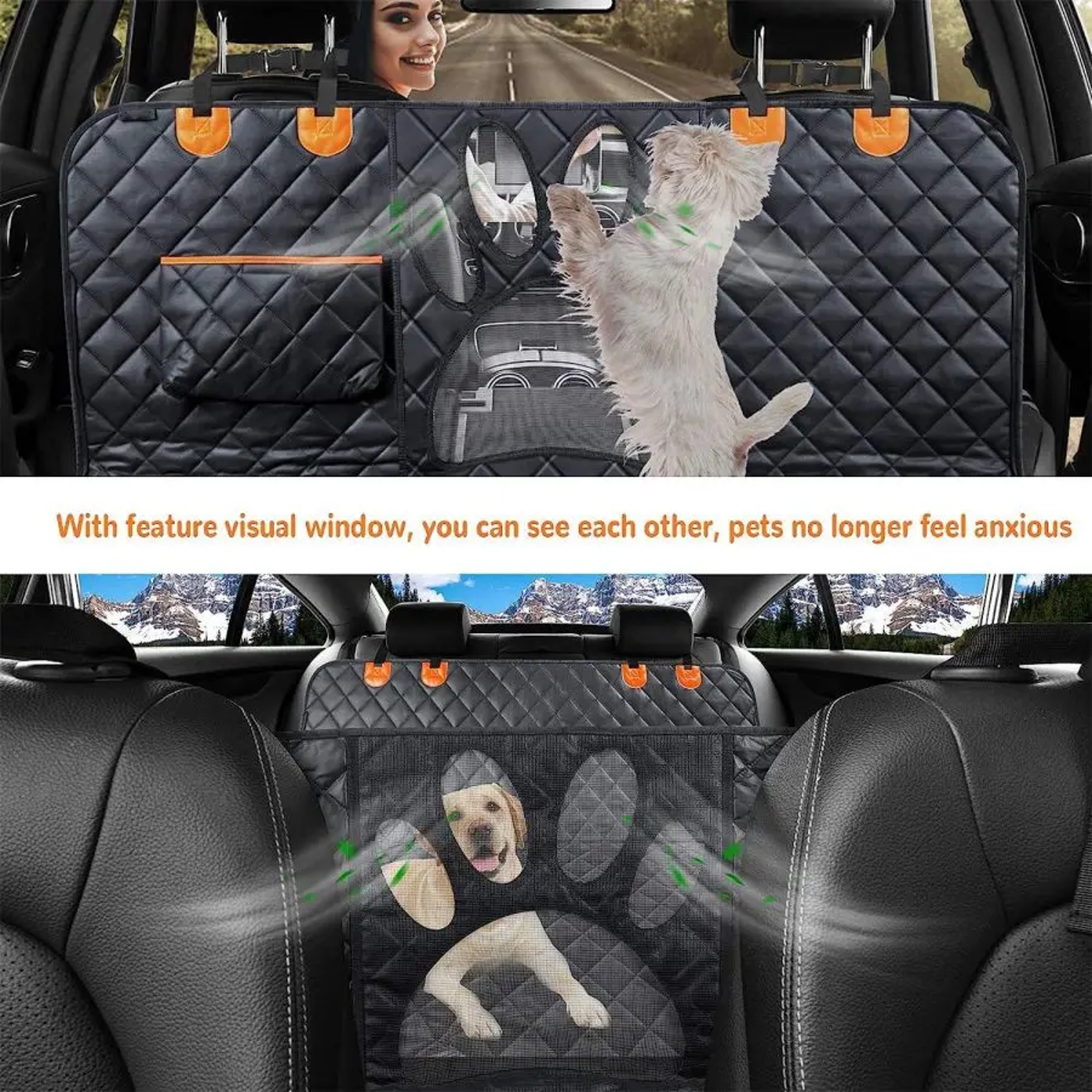 Premium Waterproof Dog Car Hammock with Mesh Window Side Zipper – view 4