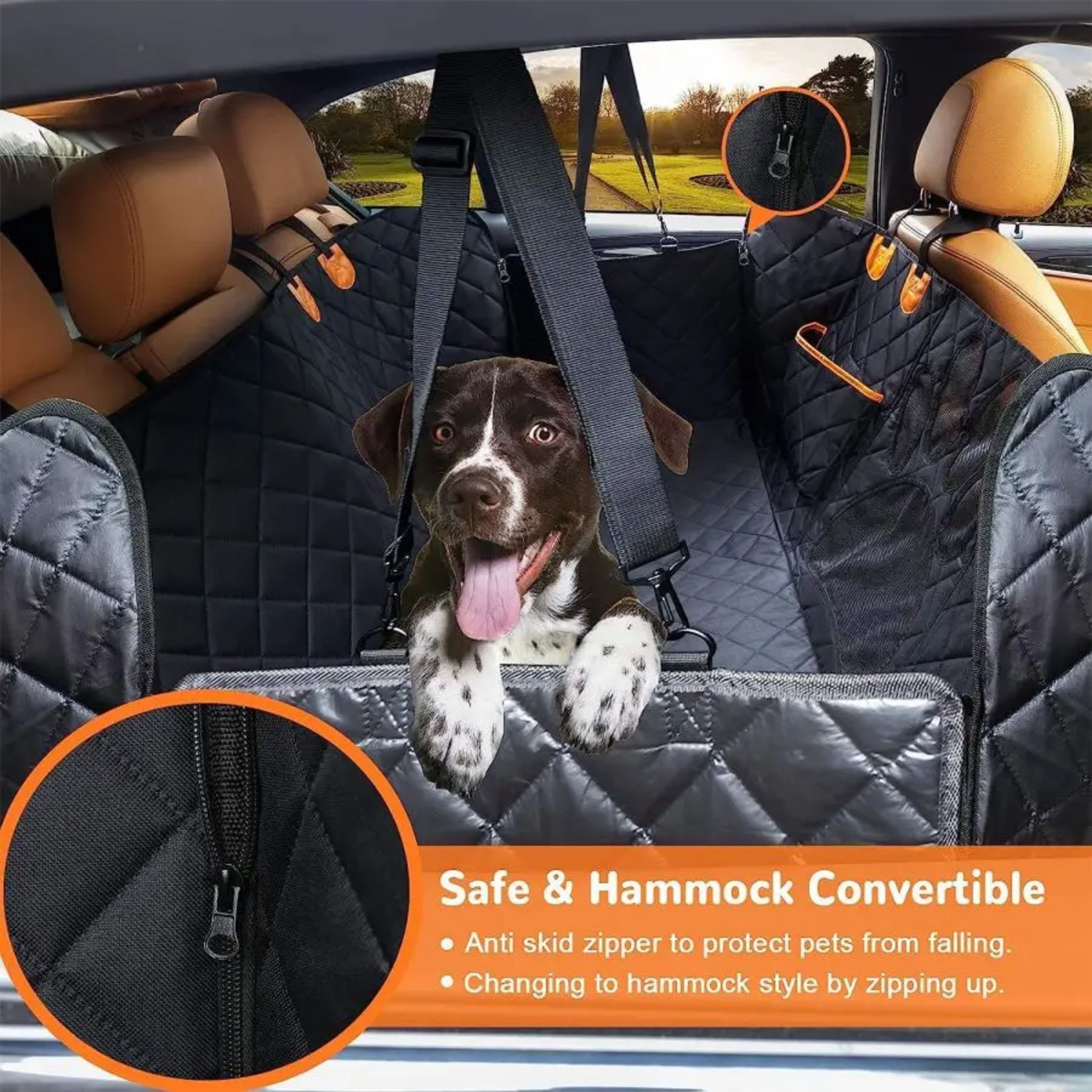 Premium Waterproof Dog Car Hammock with Mesh Window Side Zipper – view 5