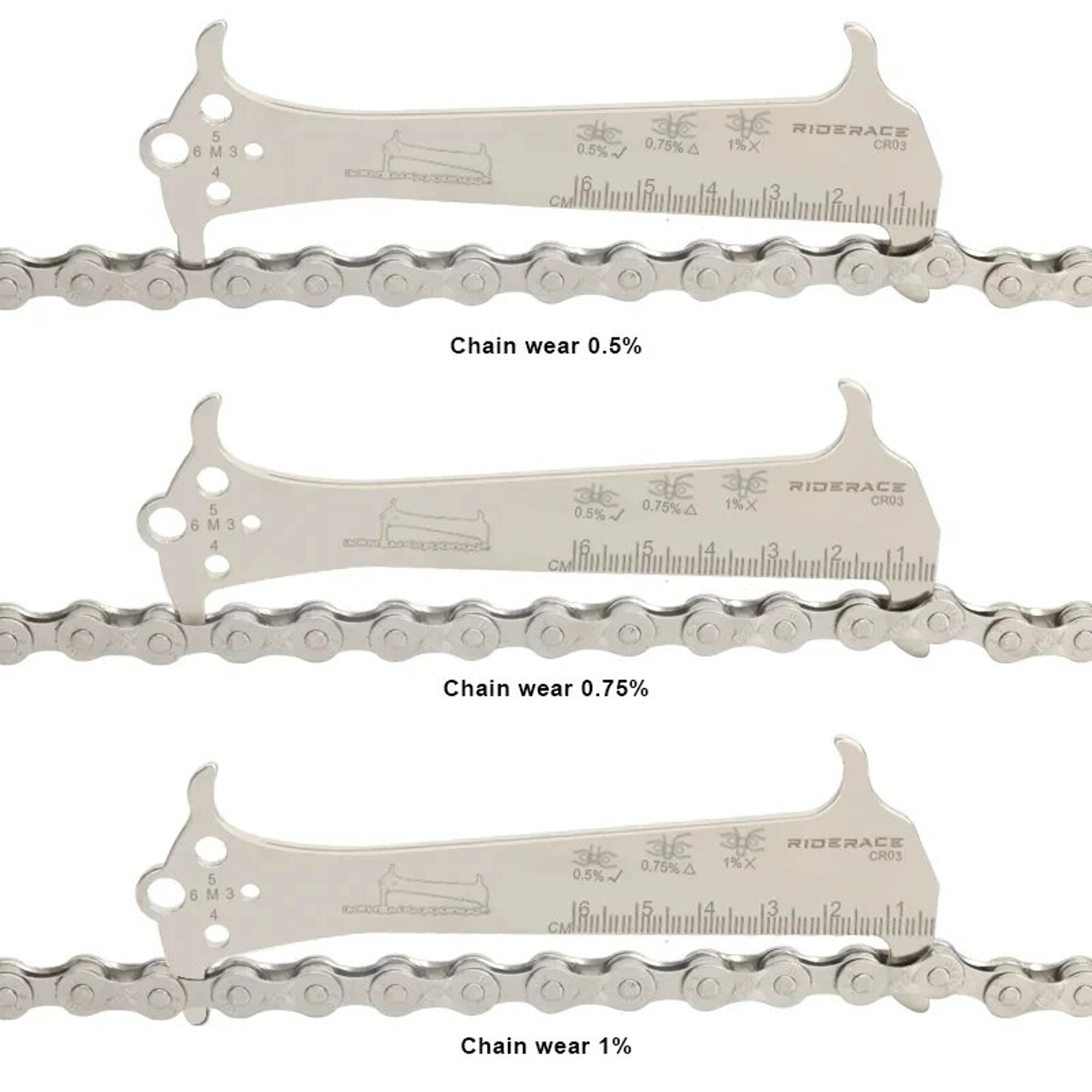 Precision Bicycle Chain Wear Gauge Stainless Steel Bike Chain Checker 5