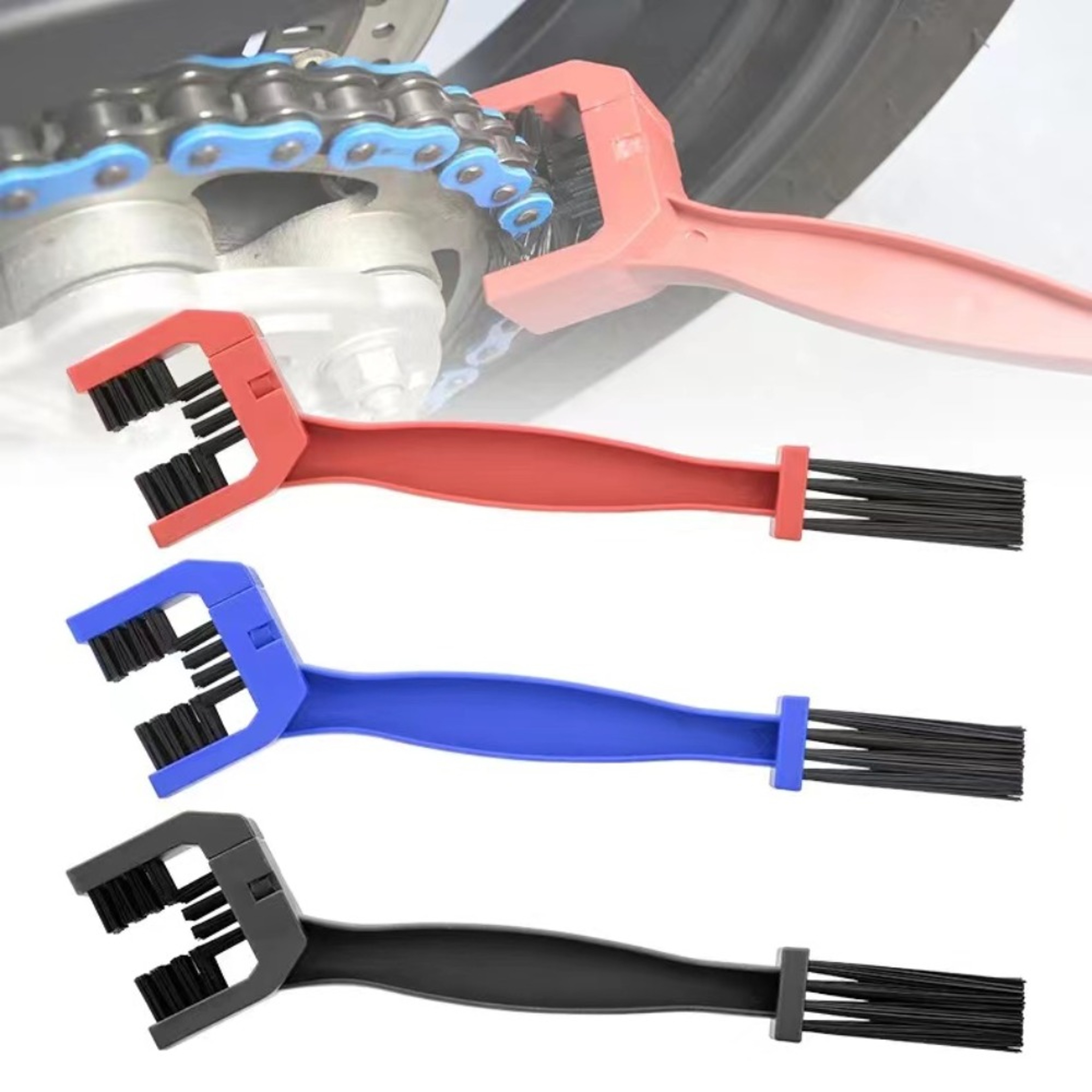 Premium Motorcycle Bicycle Chain Cleaner Brush Durable Scrubber Tool – view 1