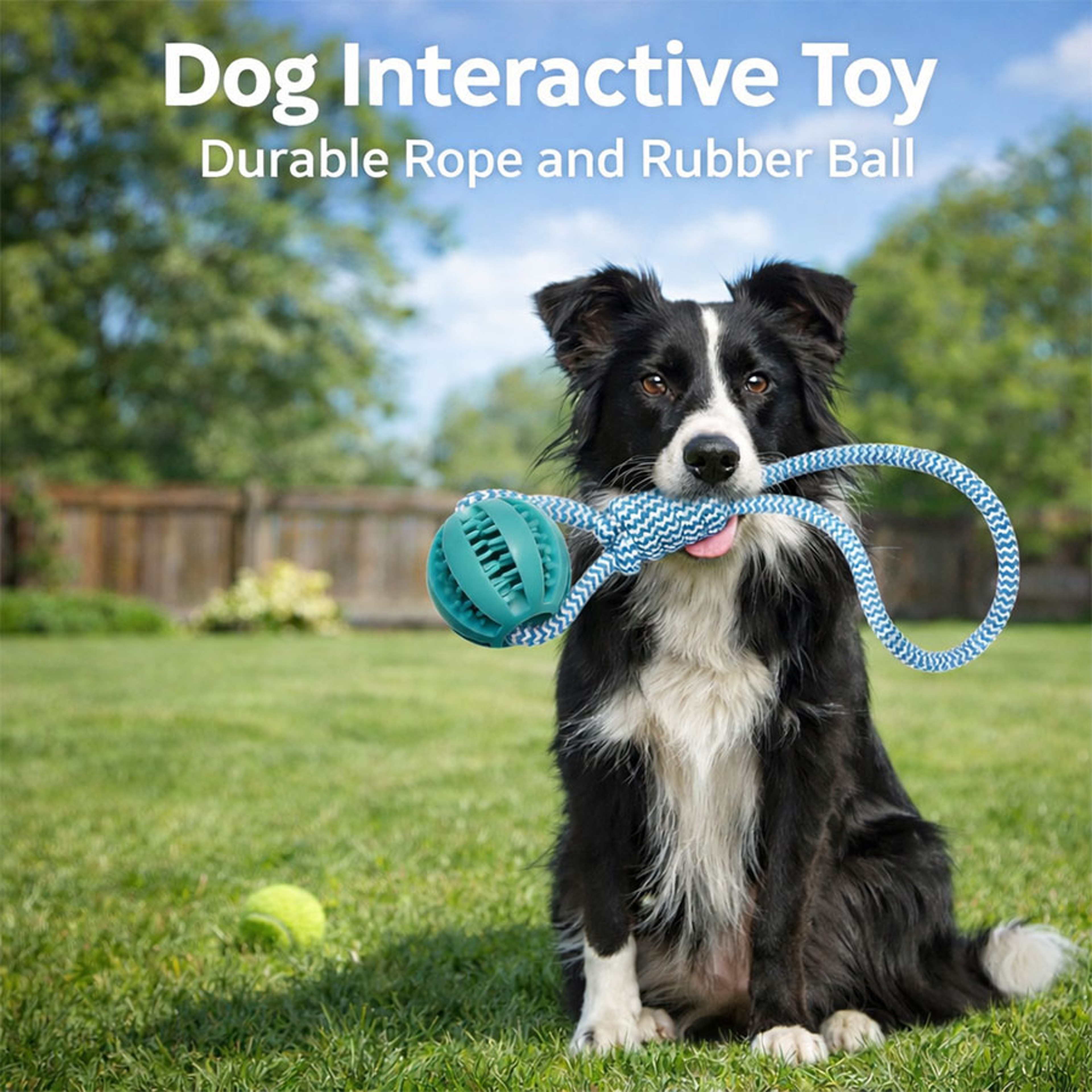 Interactive Dog Tug Toy with Rubber Ball Durable Rope Training Toy for Small Medium Dogs – view 5