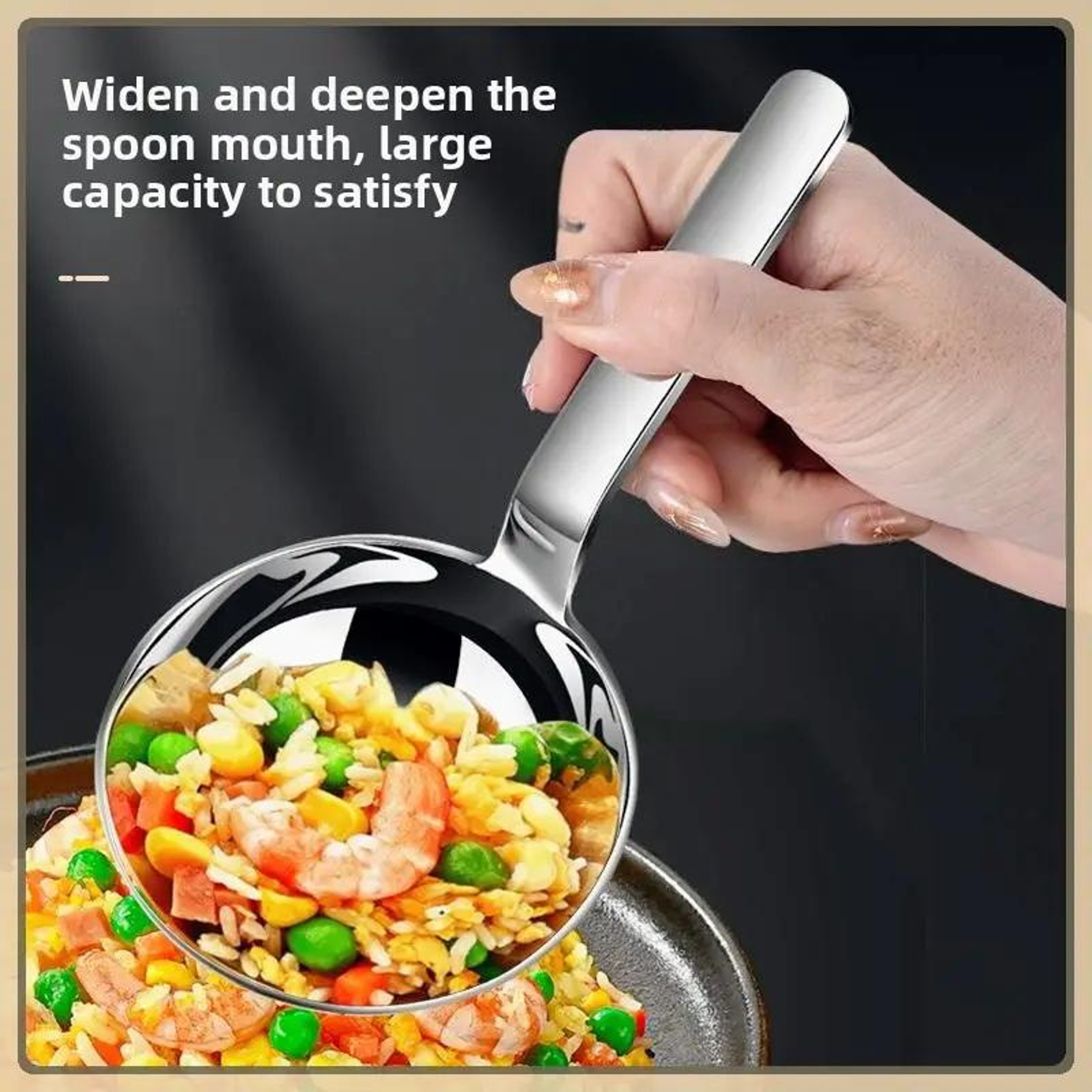 Stainless Steel Soup Ladle Deep Ramen Spoon Short Handle Durable Kitchen Serving Spoon 3