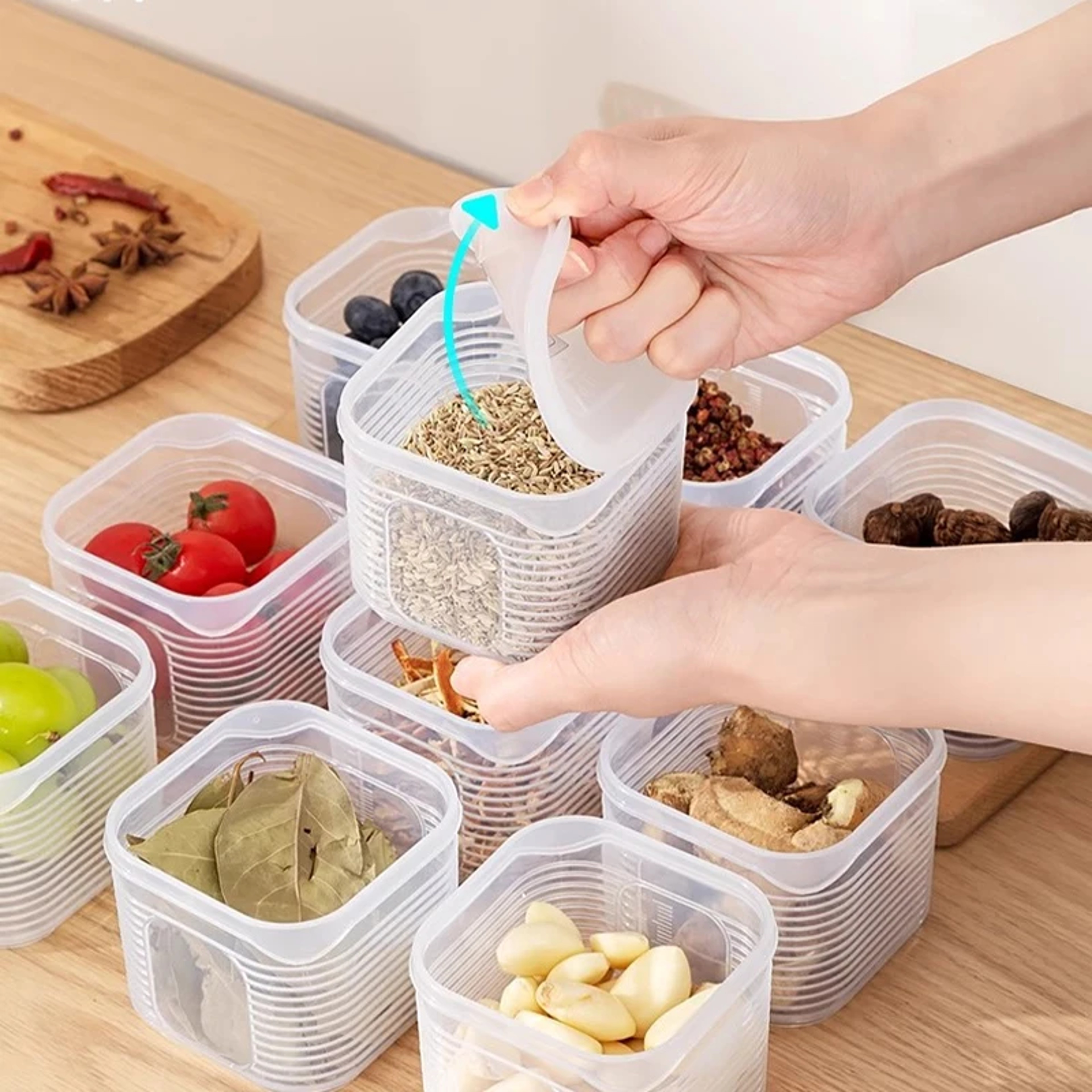 FreshLock Grid Food Storage Container for Fridge Organization Vegetable Fresh Keeping – view 3