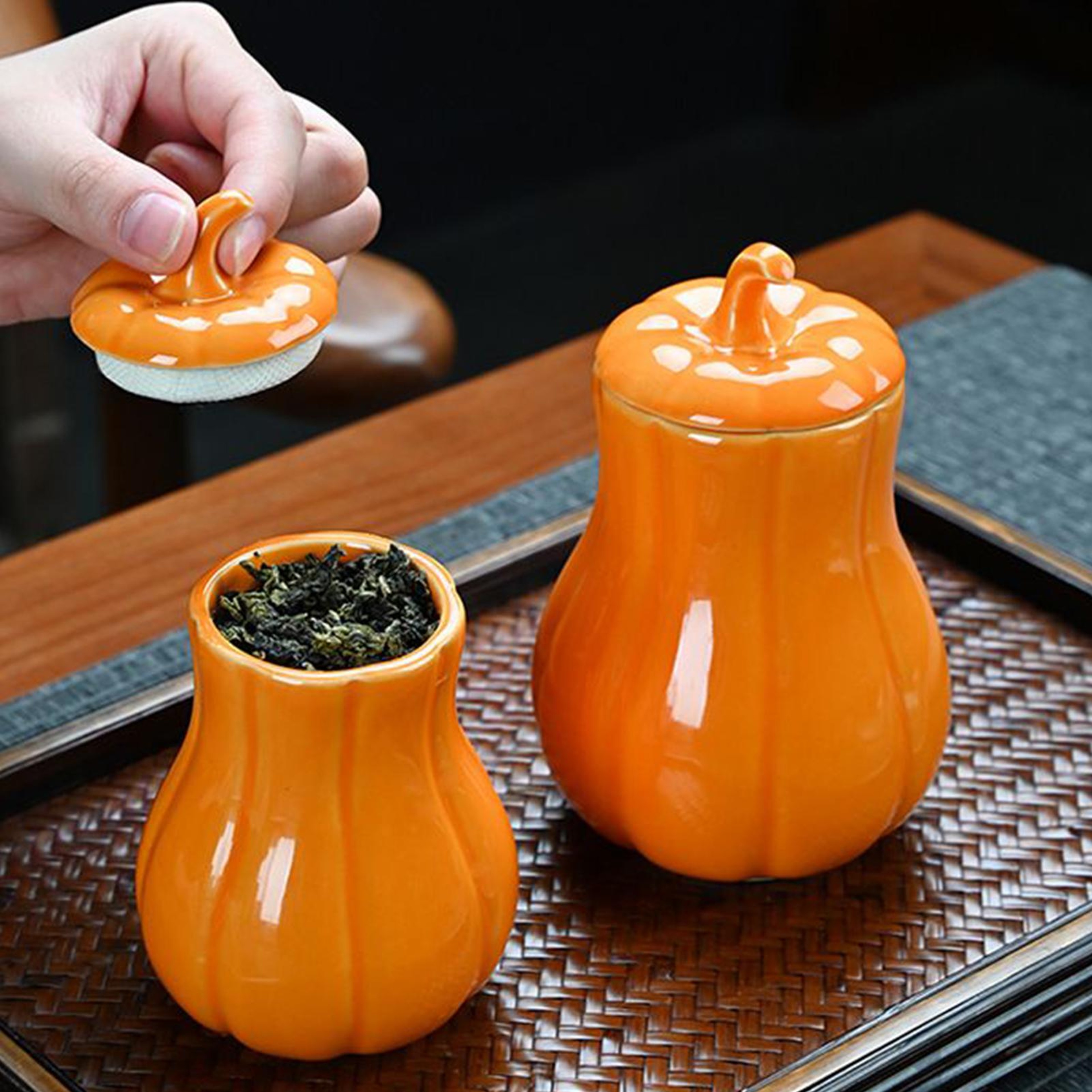 Ceramic Pumpkin Jar Airtight Storage Canister for Fall Kitchen Decor – view 2