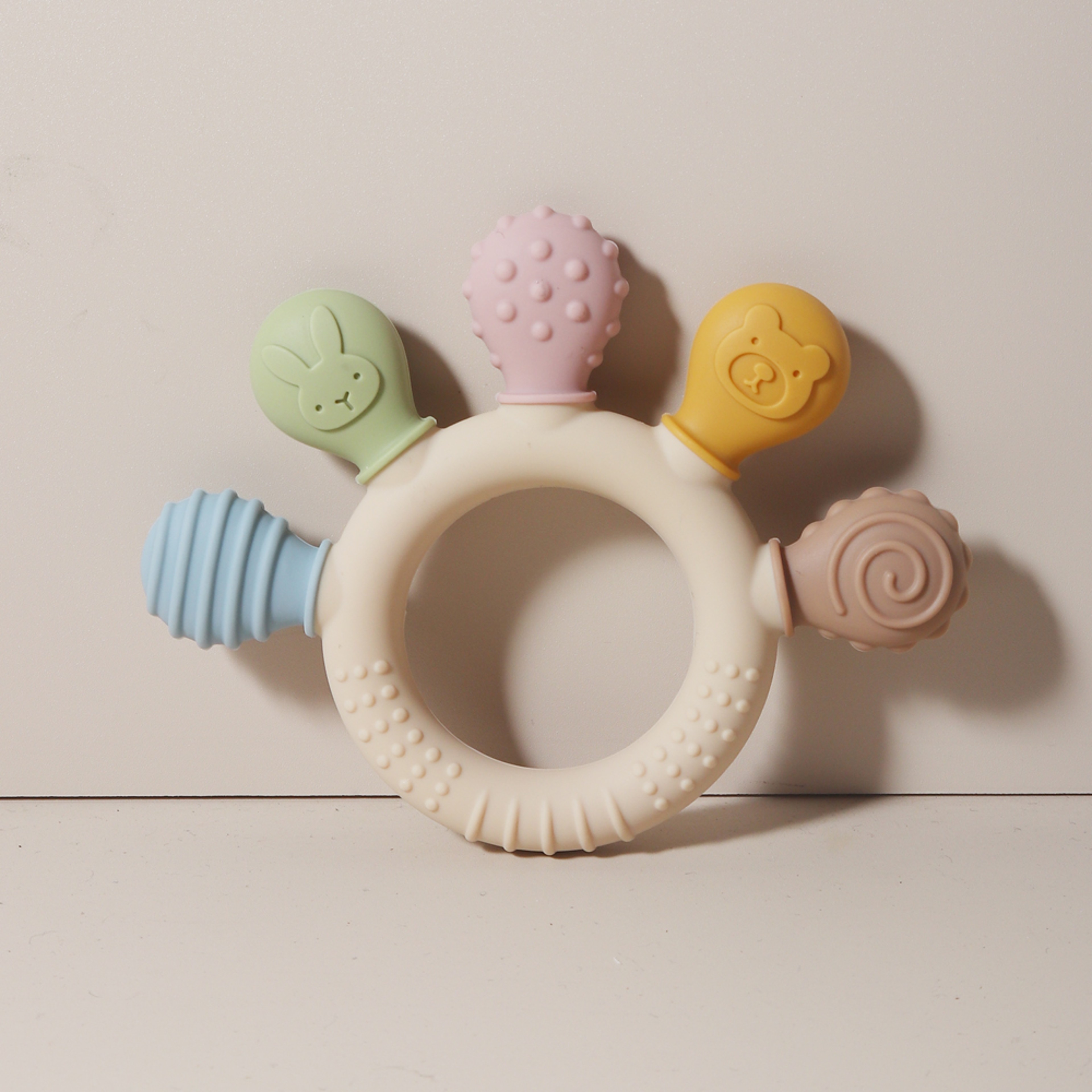 Multicolor Silicone Baby Ring Teether Chew Beads For Sensory Gum Relief Anxietysoothing Teething To 6