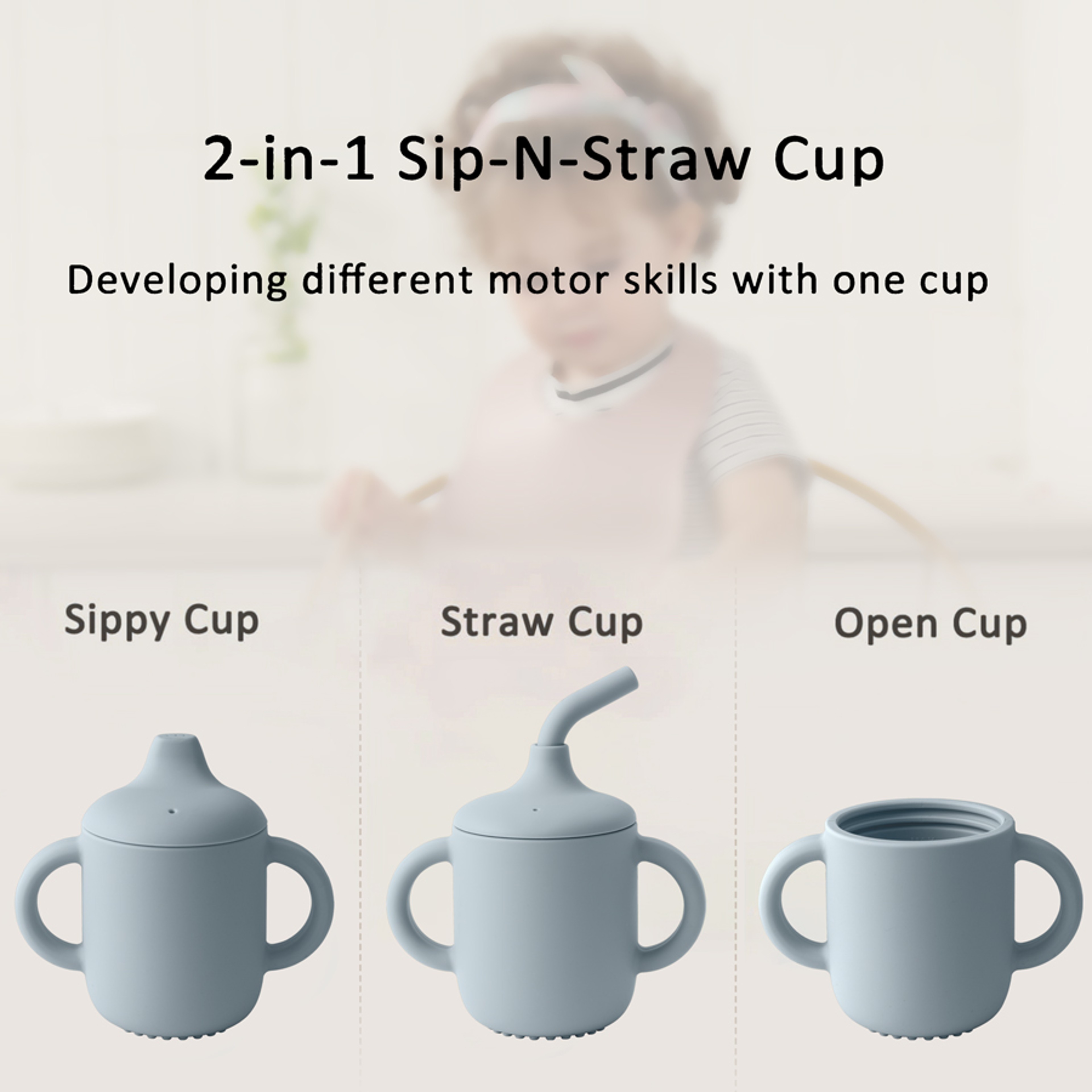 BPA Free Baby Silicone Straw Cup, Portable Snack Container, Kids Learning Drink Cup, Lids Feeding Cup Baby Stuff – view 5