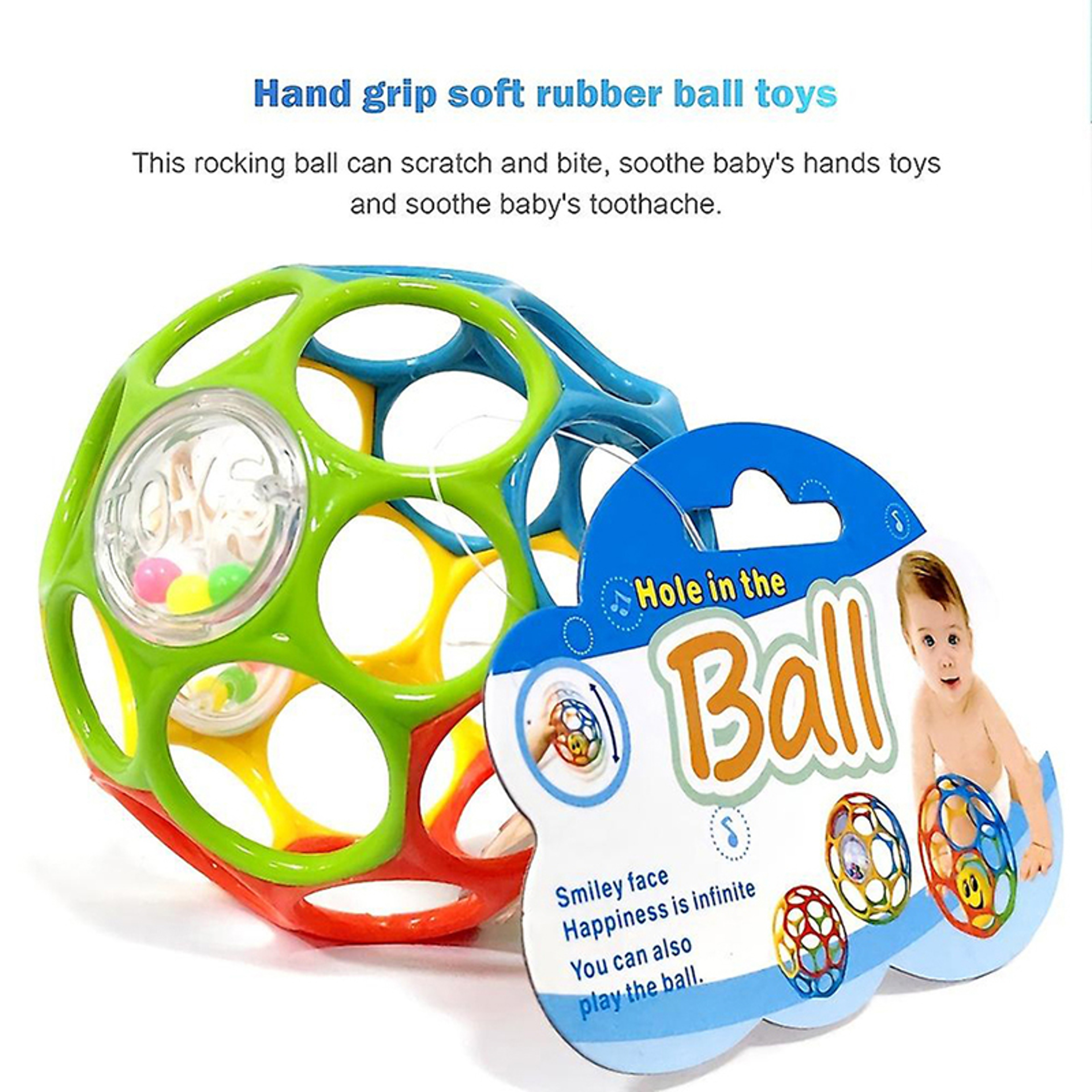 Educational Sensory Toy for Infants, Soft Baby Grasping Ball, Random Color Rattles with Bell Ball Early Education Play – view 4